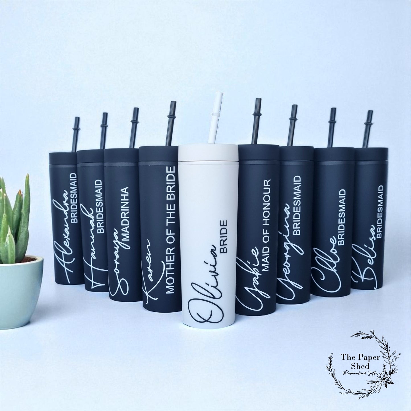Skinny Tumbler Personalised Name Bridesmaid Bridal Wedding (Copy)