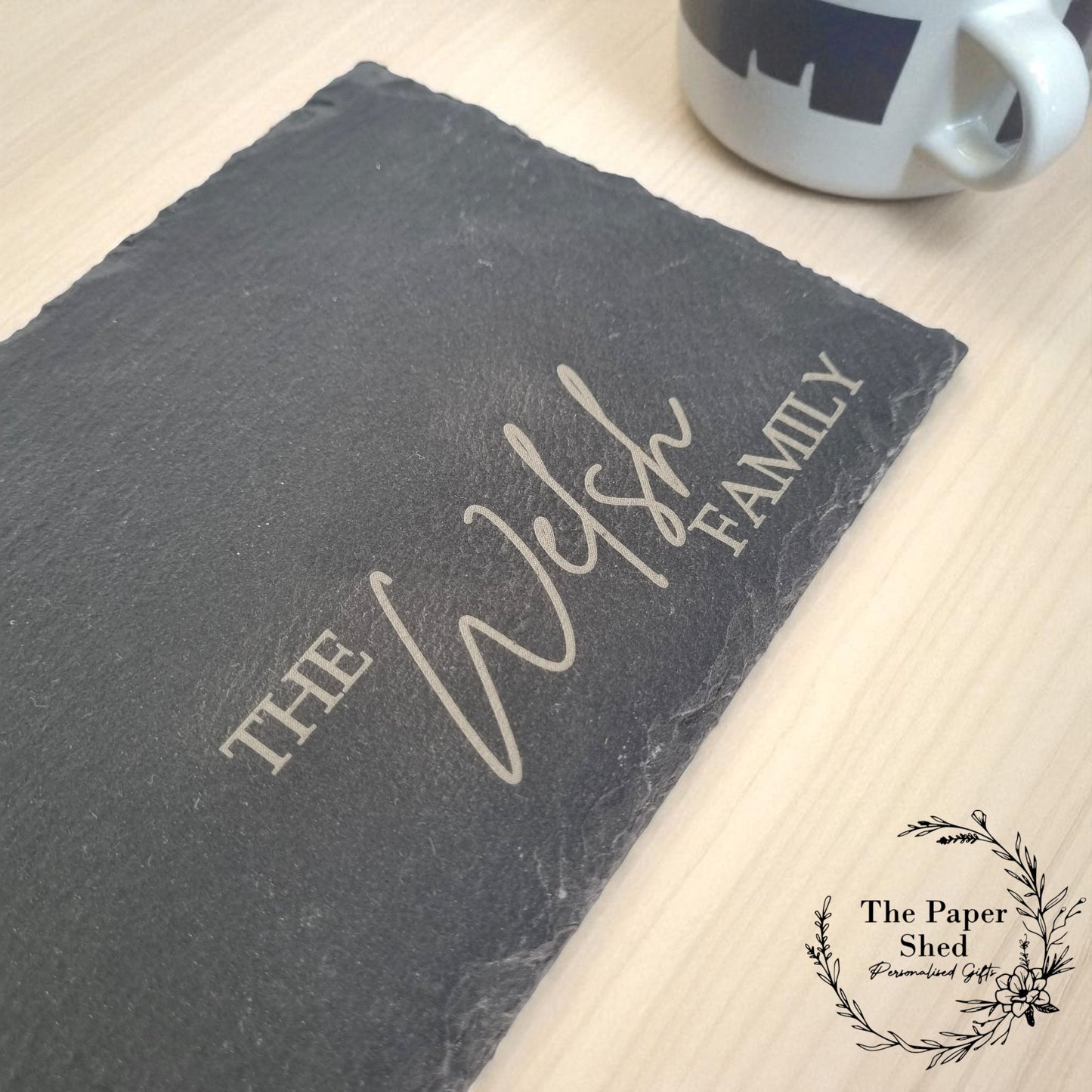 Engraved personalised Family Slate Platter Cheese Mezze Serving Platter tableware