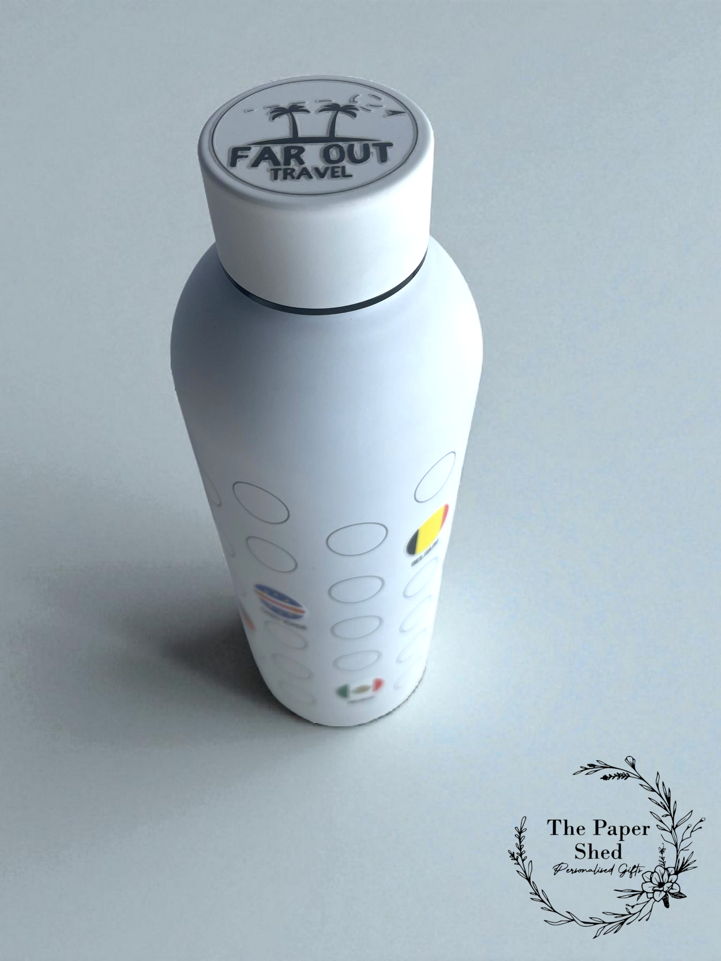 FAR OUT TRAVELS World Map 500ml Thermal Bottle Self Application World Flag Transfers