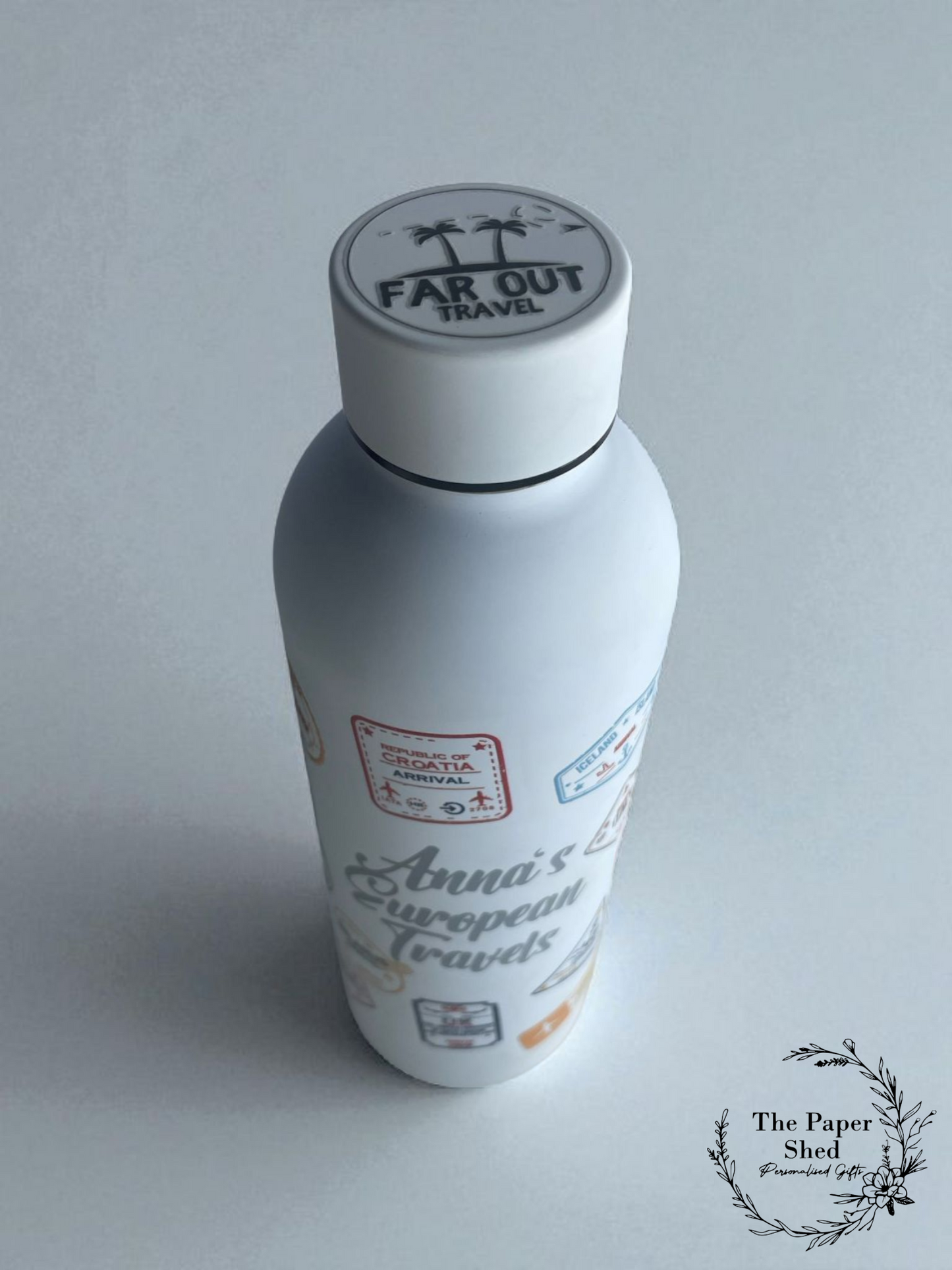 FAR OUT TRAVELS European Stamp Thermal Bottle Adventures Collection Drinks