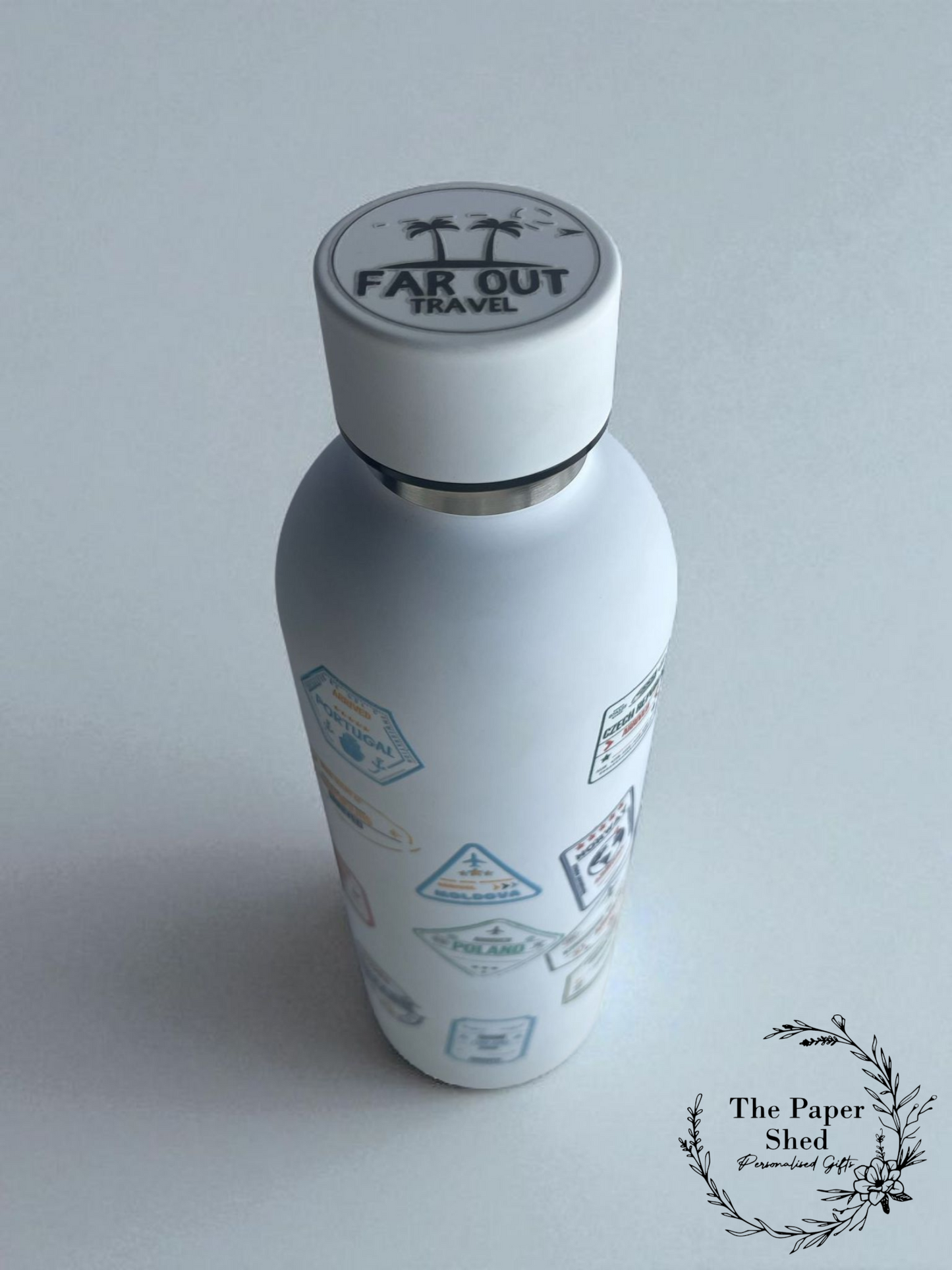 FAR OUT TRAVELS European Stamp Thermal Bottle Adventures Collection Drinks