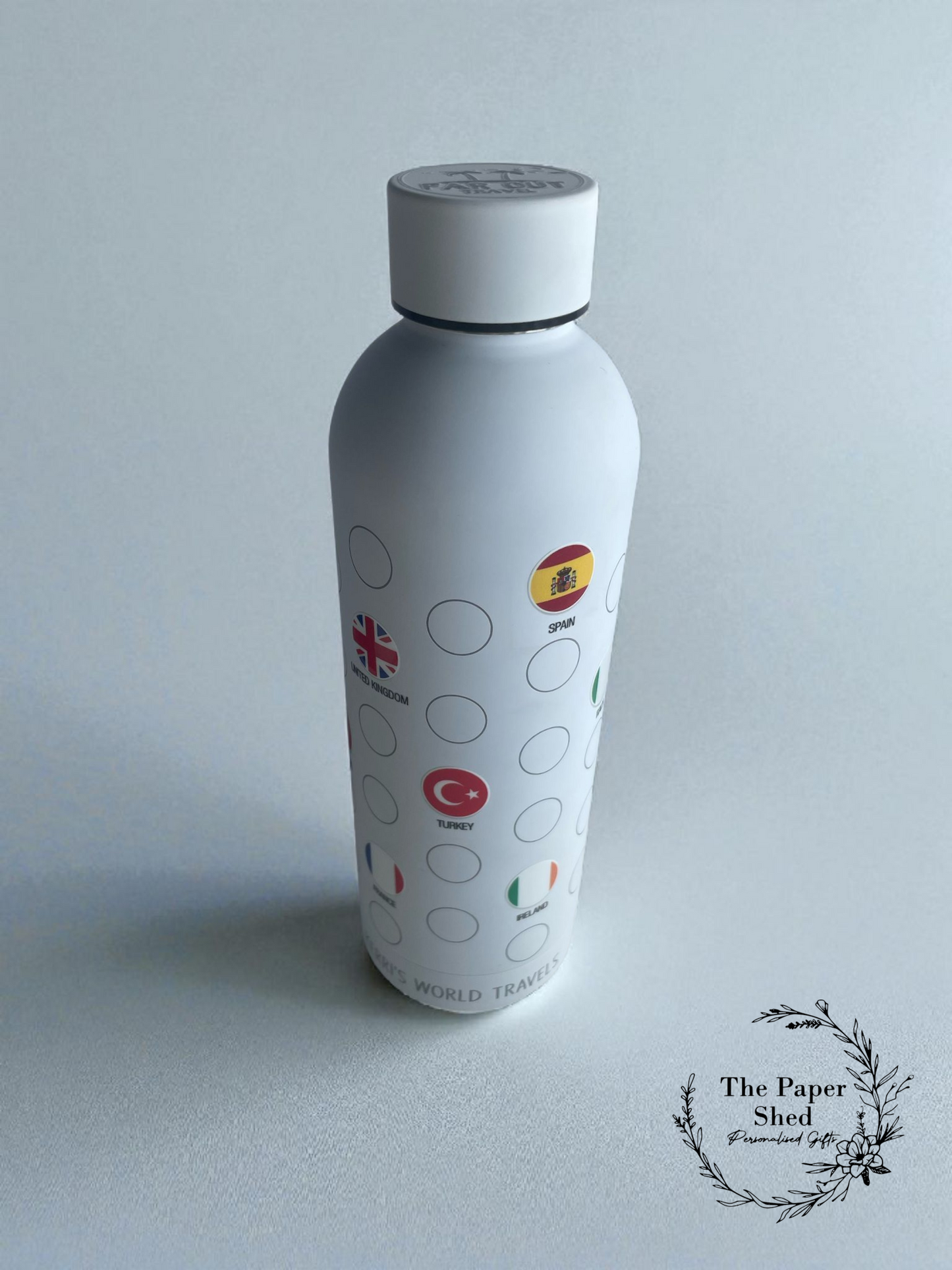 FAR OUT TRAVELS World Map 500ml Thermal Bottle Self Application World Flag Transfers
