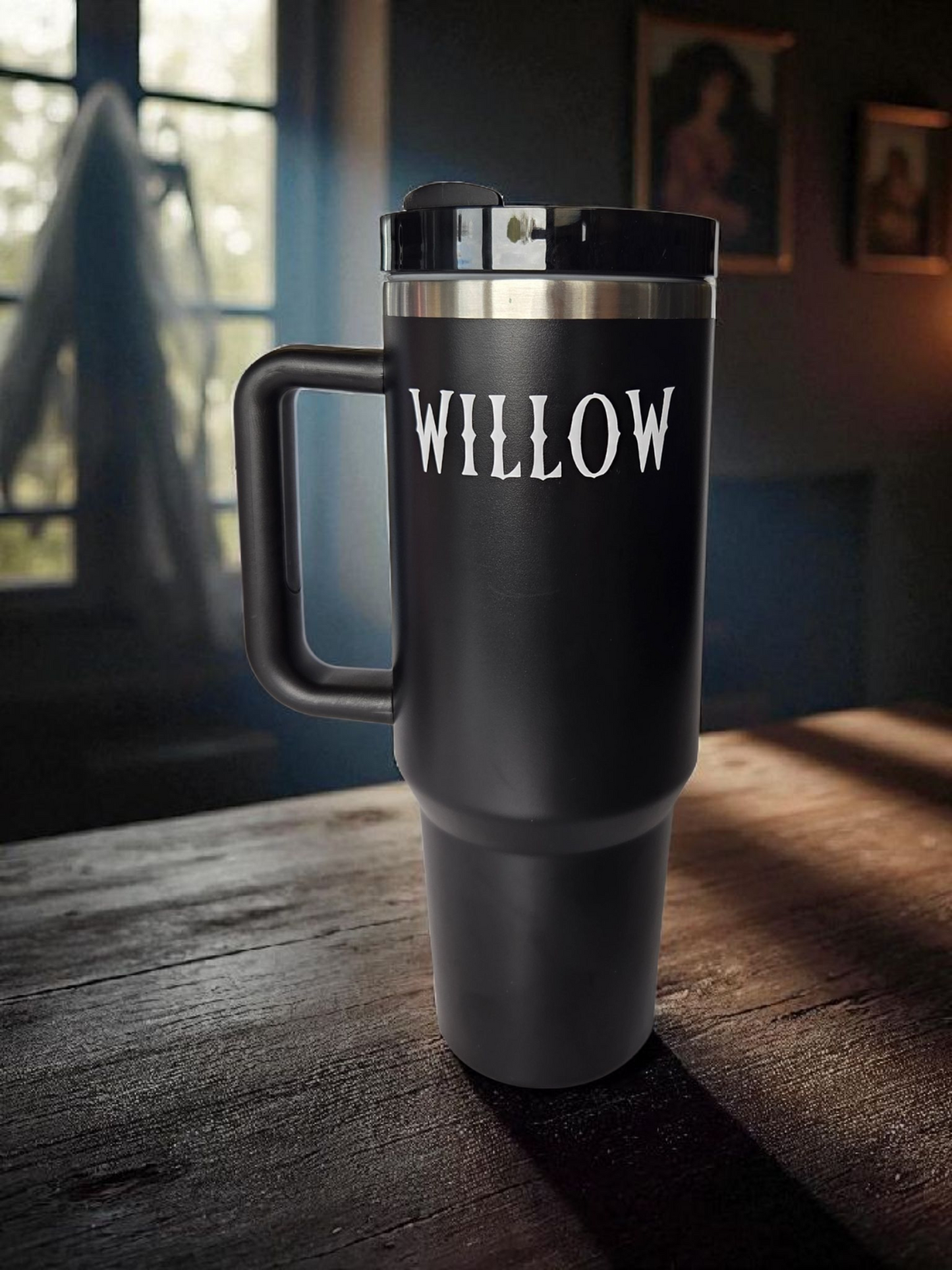 Gothic Style Black Travel Mug Personalised 40oz Cups with Handle