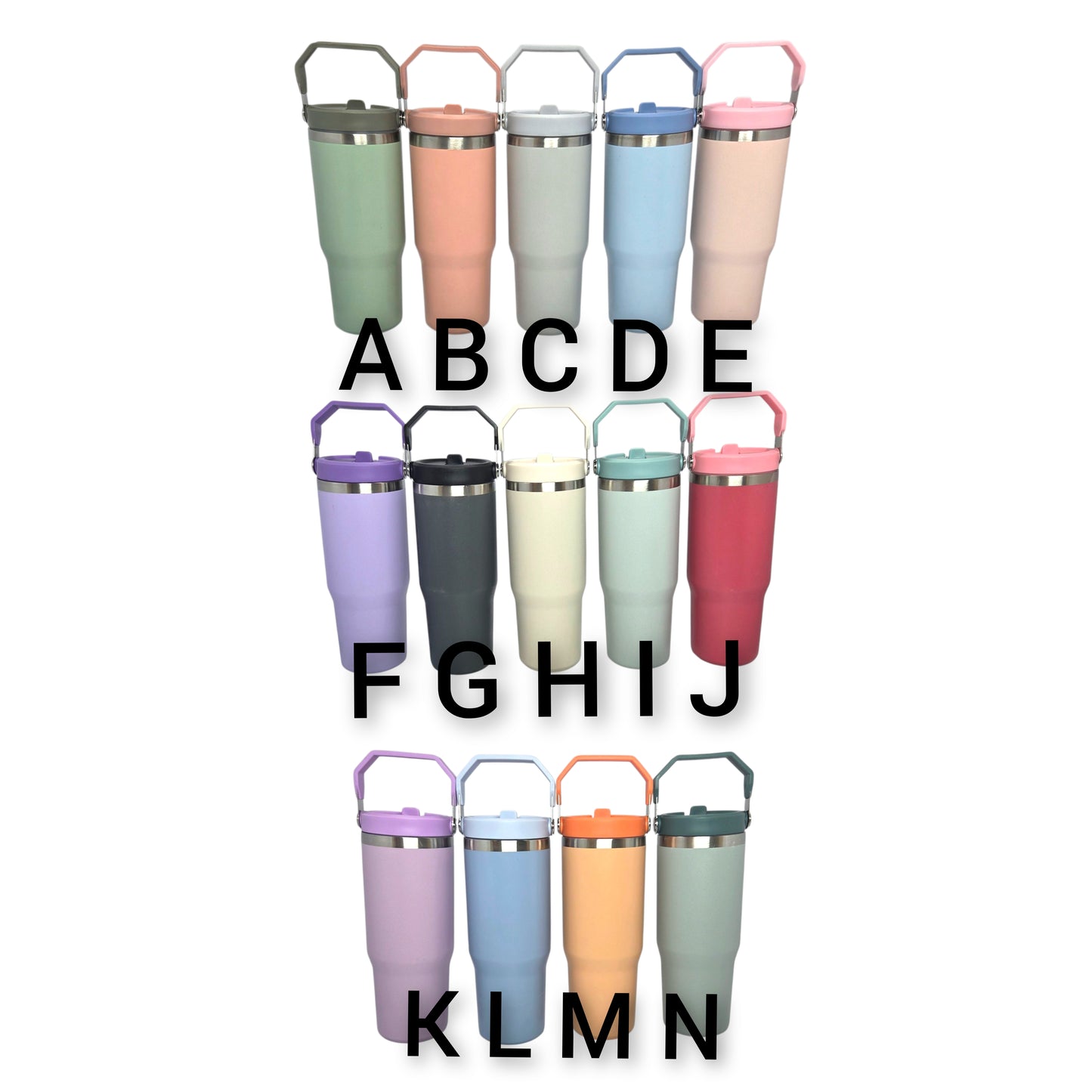 30oz Cup With Handle Thermal Insulated Personalised Name Pastels