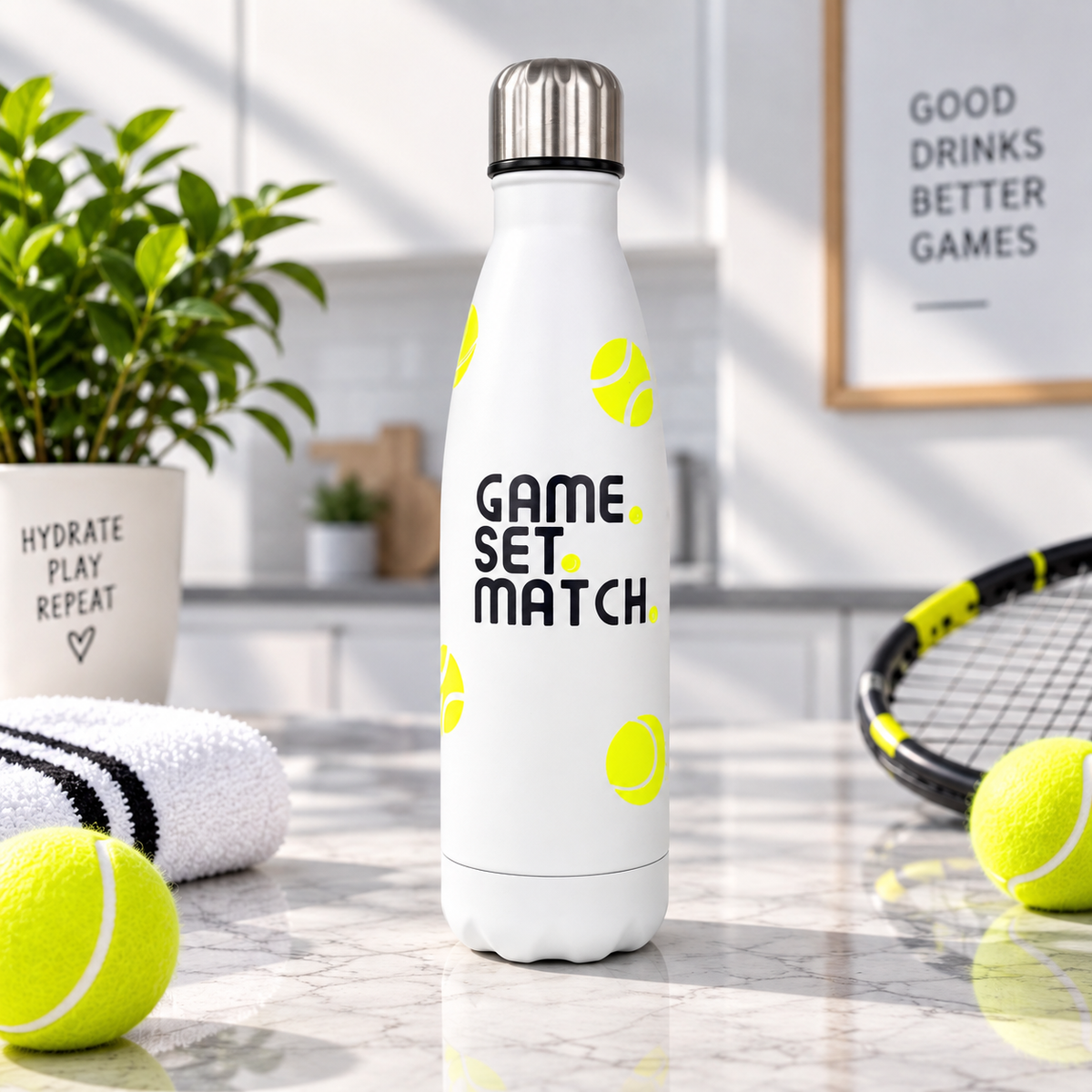The Tennis Collection, Thermal Mug, 40 oz Cup, Bottle, Travel Mug, Gift, Game Set Match, Supporter