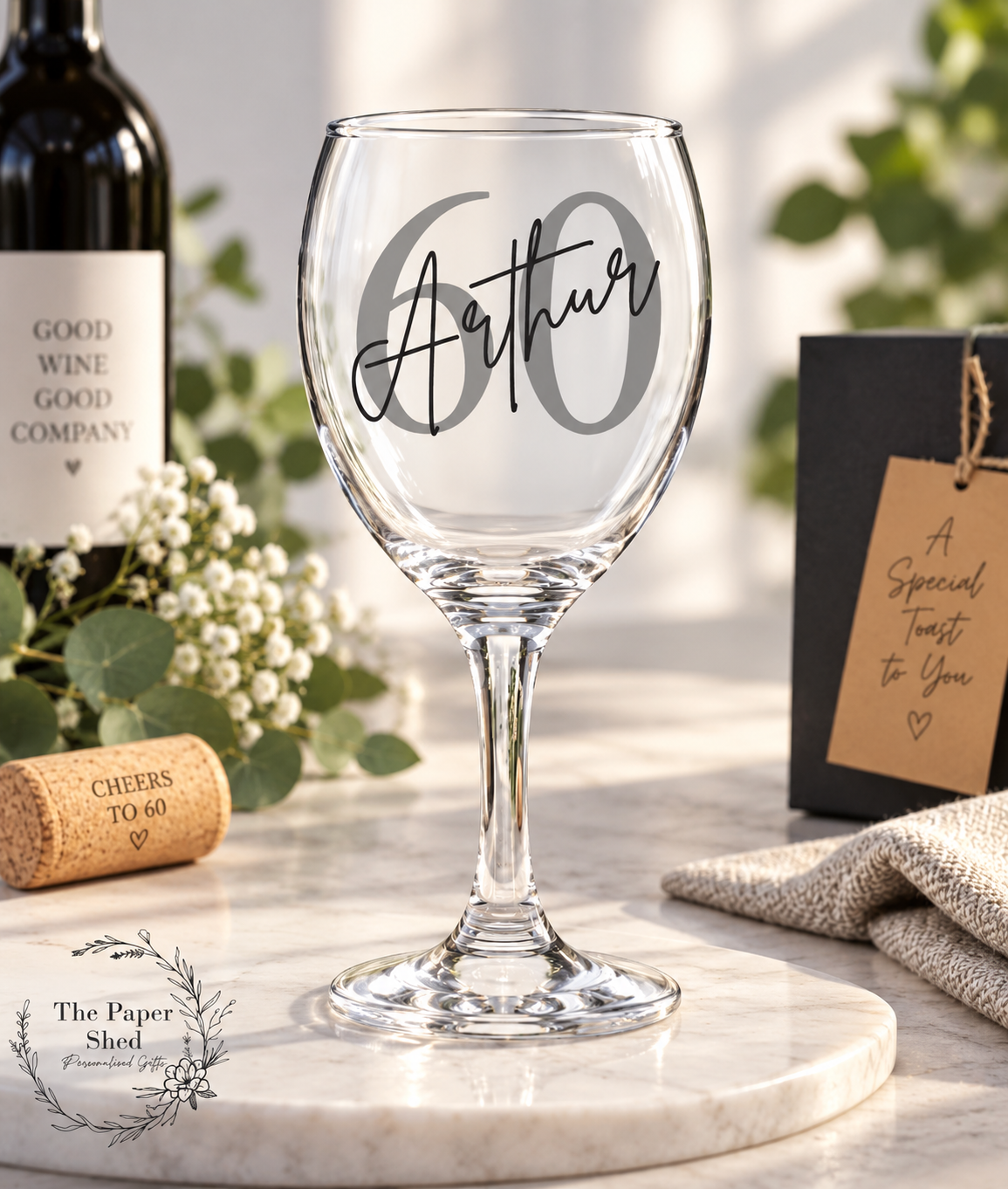Birthday Wine Glass With Age & Name - 21st 30th 40th 50th 60th