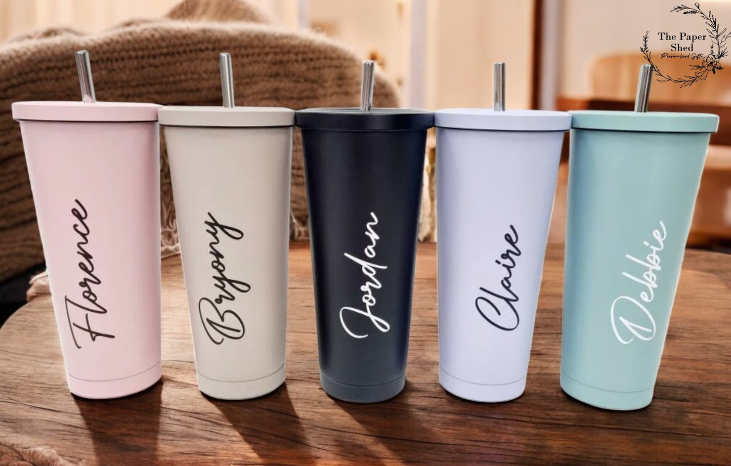 Pastel tall 600ml insulated personalised tumbler with lid and straw metal