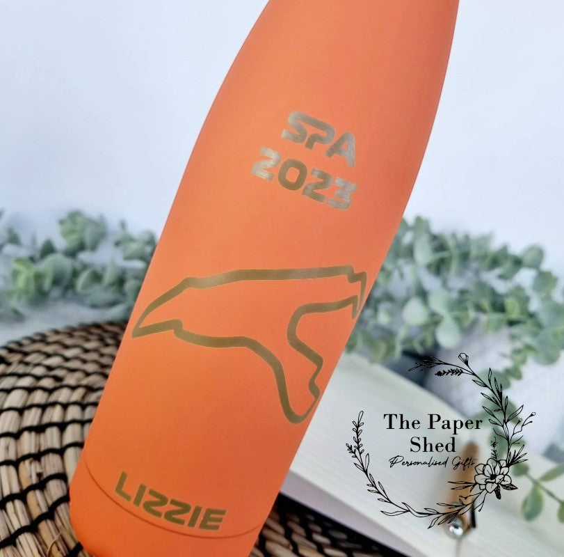 F1 inspired Silverstone Spa Zandervoort Imola Monaco, Sakhir Budapest Monza Bottle Personalised name thermal water bottle engraved 2025
