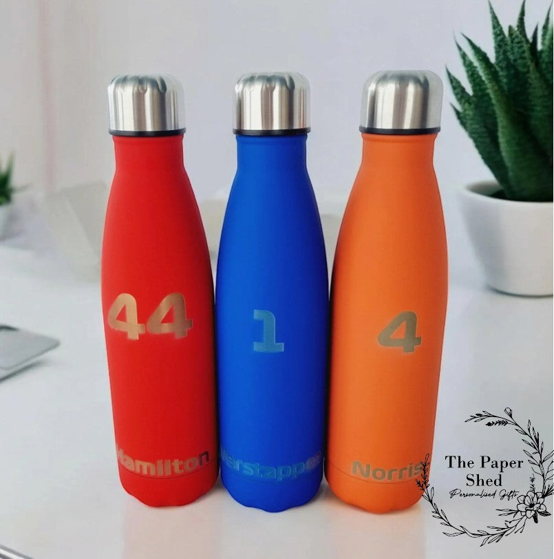 NEW F1 Inspired 2025 Drivers Name & Number Thermal Water Bottle Engraved