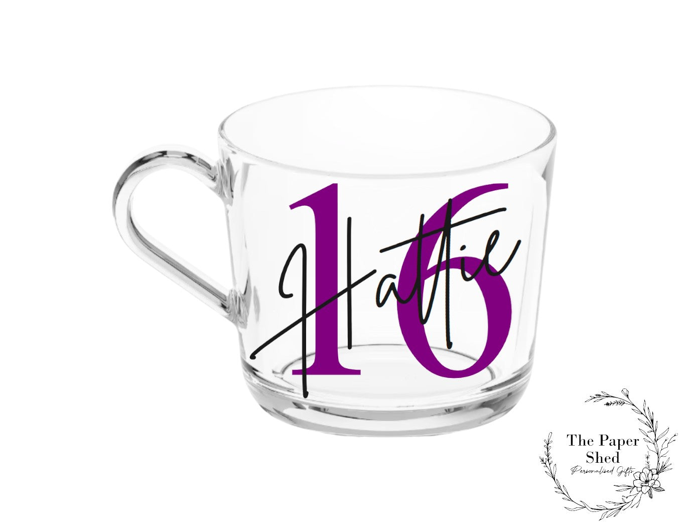 Birthday Coffee Tea Mug Glass With Age & Name - 21st 30th 40th 50th 60th