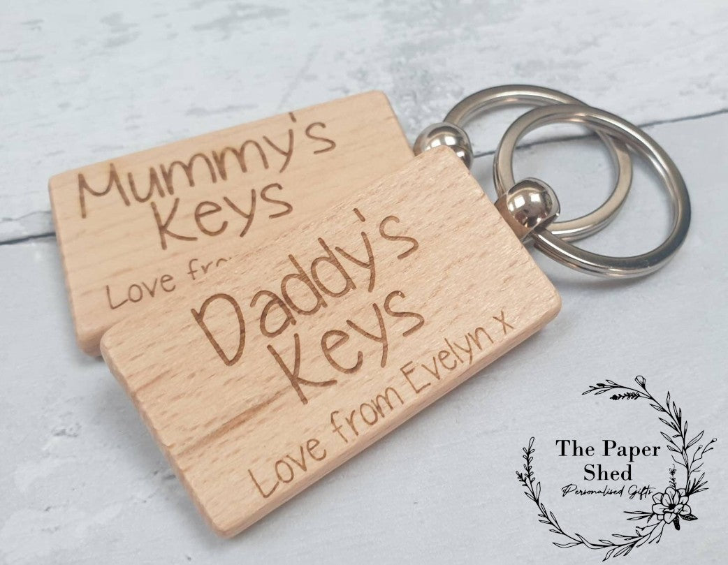 Personalised engraved mummy's daddys keys, keyring