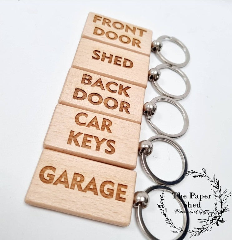 Engraved wooden keyring