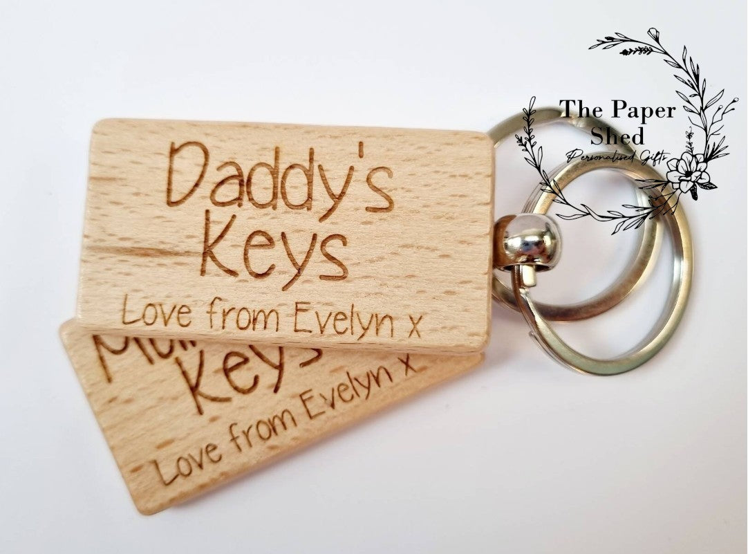 Personalised engraved mummy's daddys keys, keyring