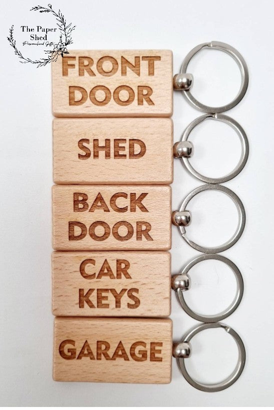 Engraved wooden keyring