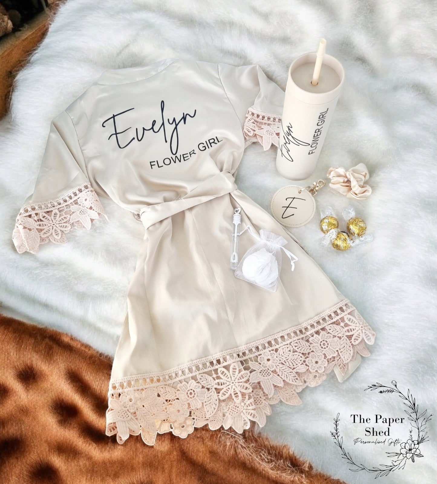 Luxury Bridal Bridesmaid Gift Hamper Box Robe Personalised With Name Glass