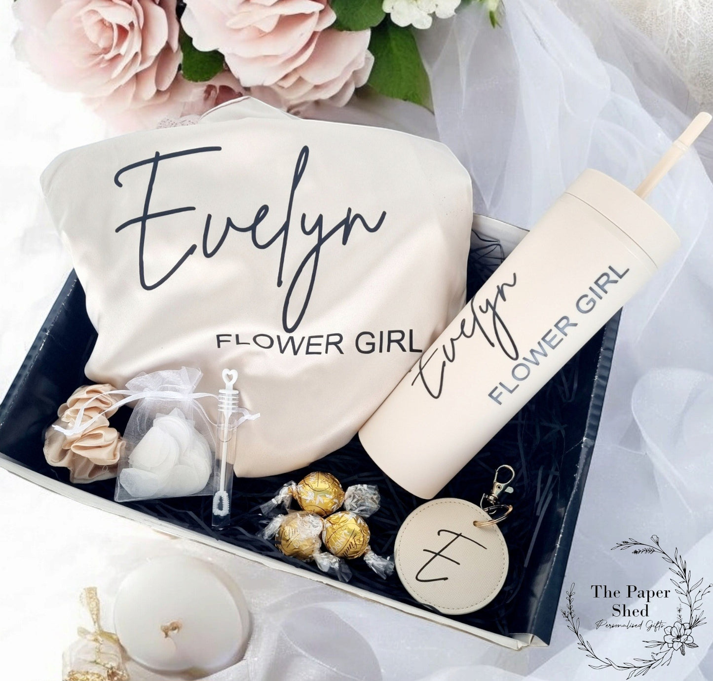 Luxury Bridal Bridesmaid Gift Hamper Box Robe Personalised With Name Glass