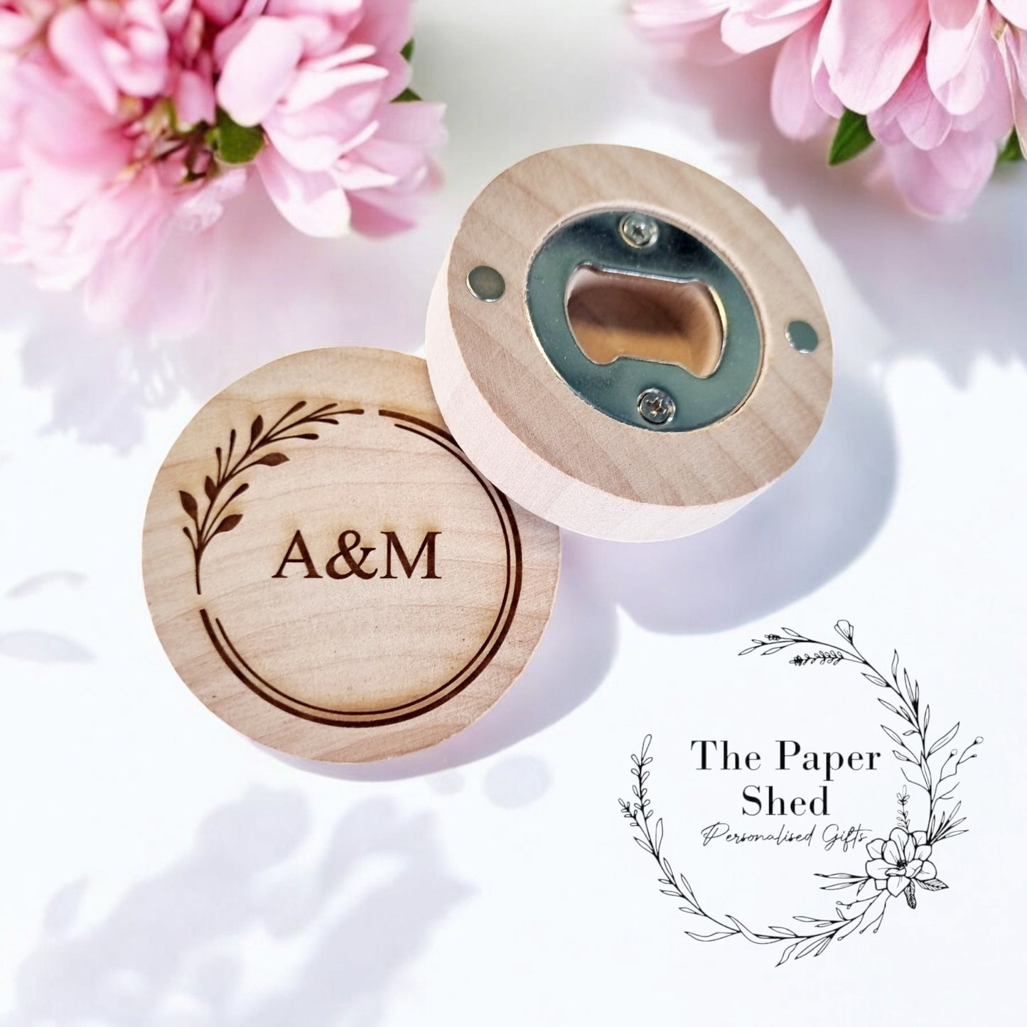 Wedding Favour Couples Wedding Bottle Opener Custom Text Circle Round Gift