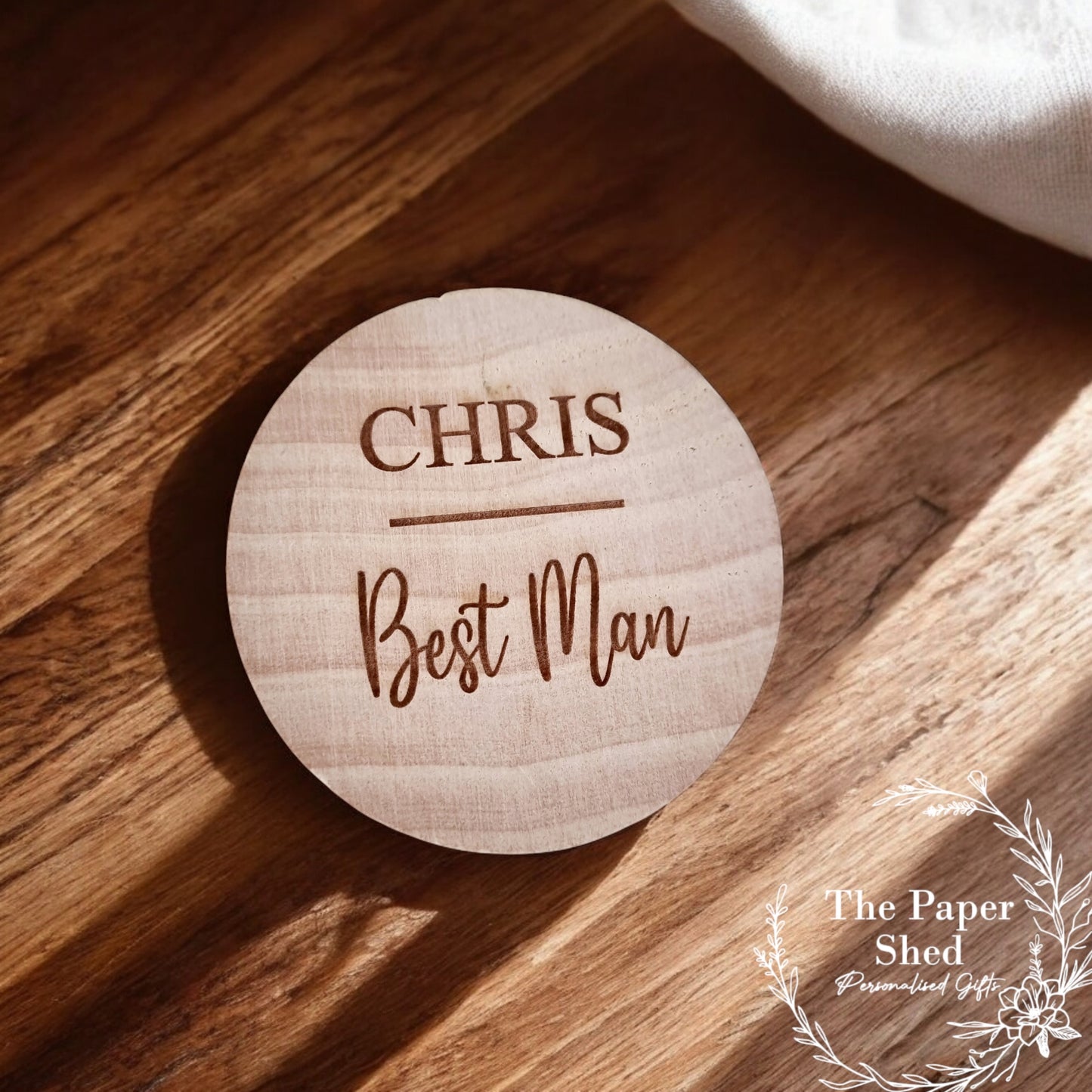 Best Man Wedding Bottle Opener Custom Text Circle Round Gift