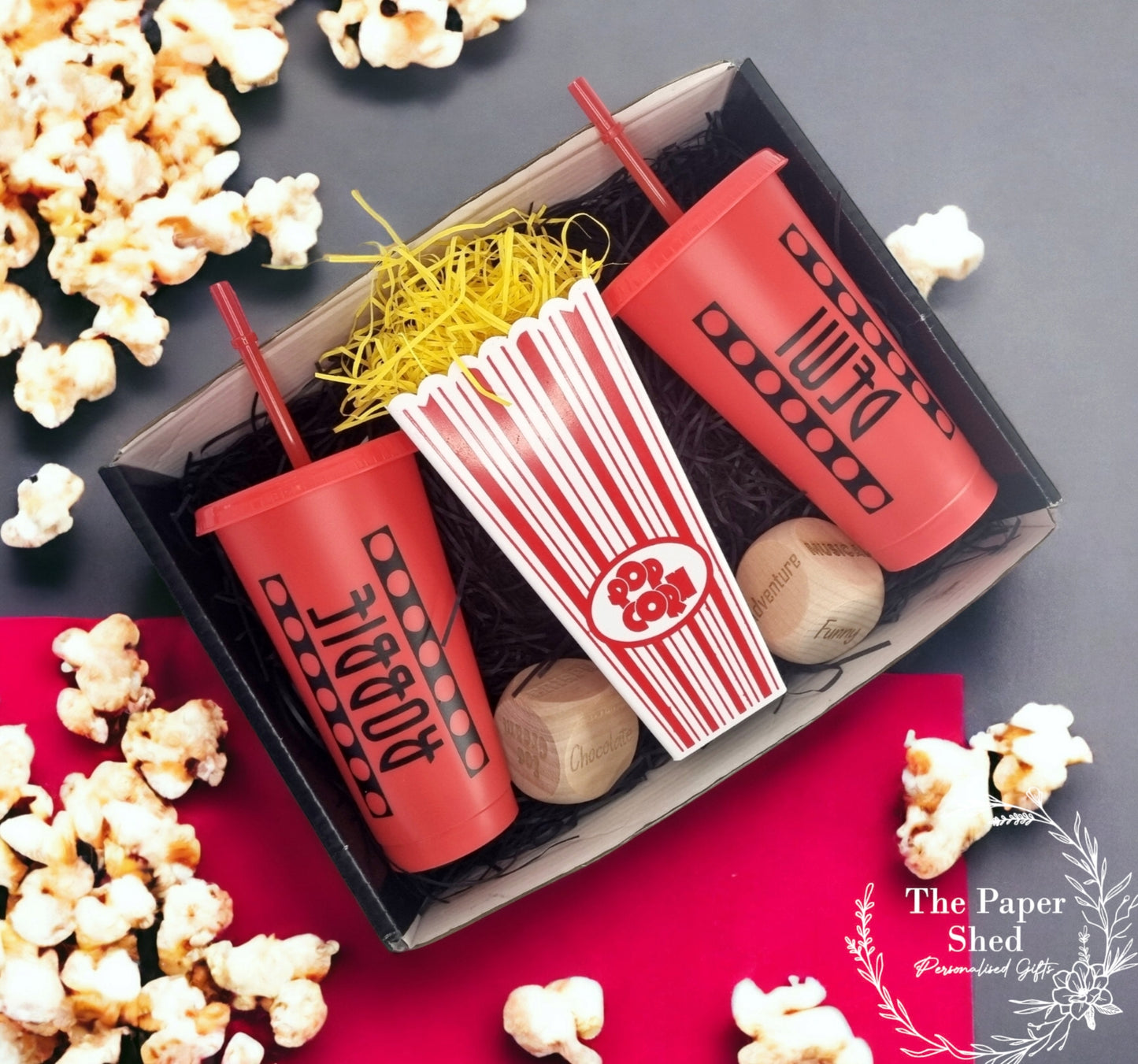 KIDS VERSION Personalised Movie/Film night / Kids night/ hamper, box, popcorn, name, cinema, tumbler, drink, cup, dice,birthday, Children