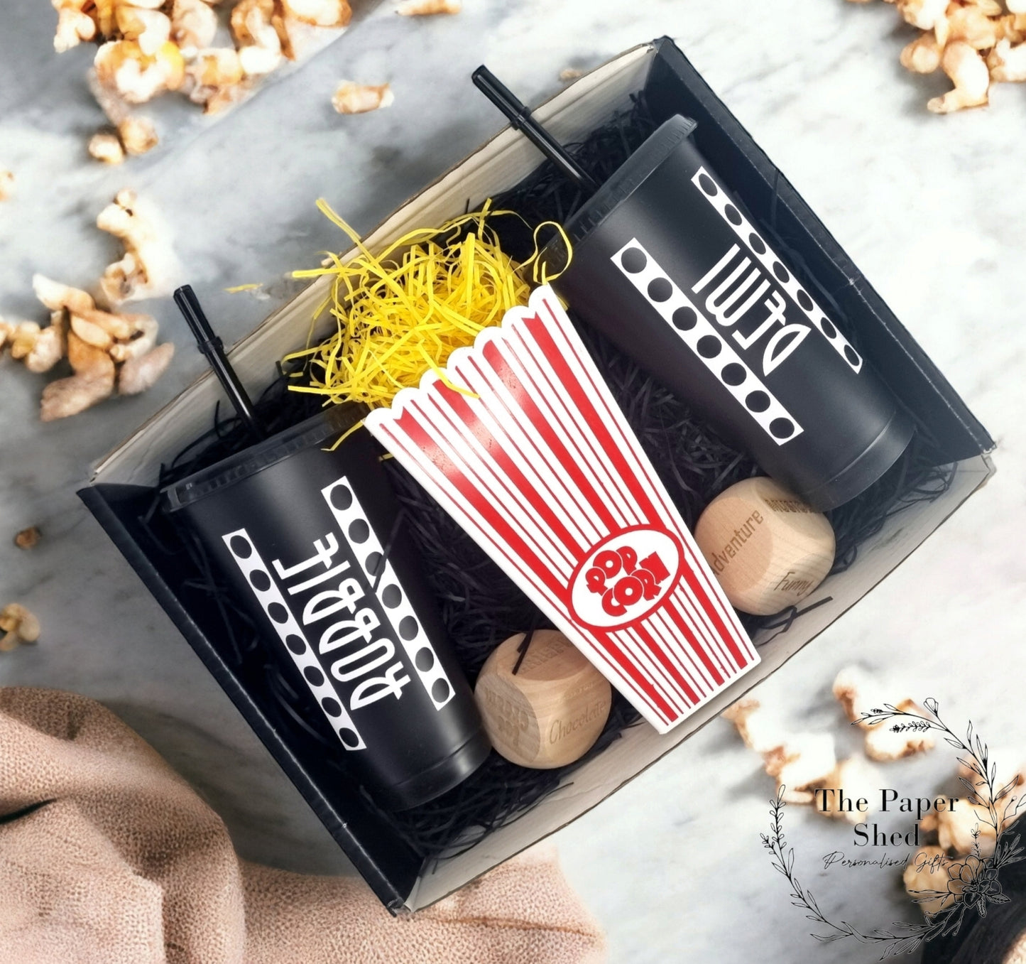 KIDS VERSION Personalised Movie/Film night / Kids night/ hamper, box, popcorn, name, cinema, tumbler, drink, cup, dice,birthday, Children