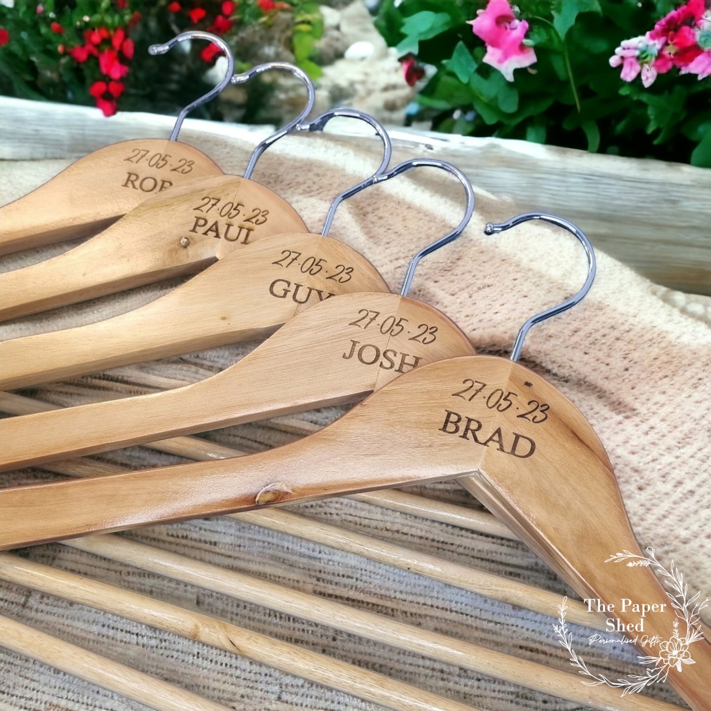 Personalised Wedding Groom Engraved Hanger Wooden