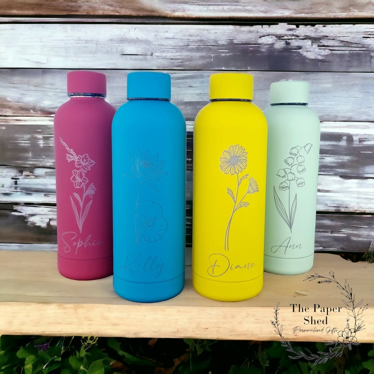 Personalised Birth Flower Engraved Name Thermal Bottle Teacher Gift (Copy)
