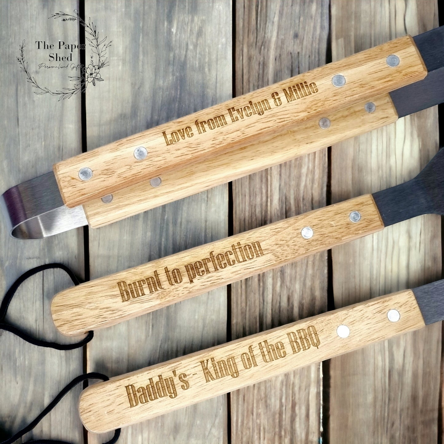Barbecue Tool Set Laser Engraved Quotes, Funny Phrases, Fork, BBQ, Spatula, Tongs