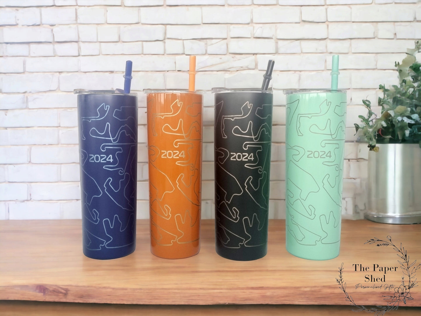 F1 inspired Silverstone Bottle Tumbler With Straw Engraved Tracks Formula