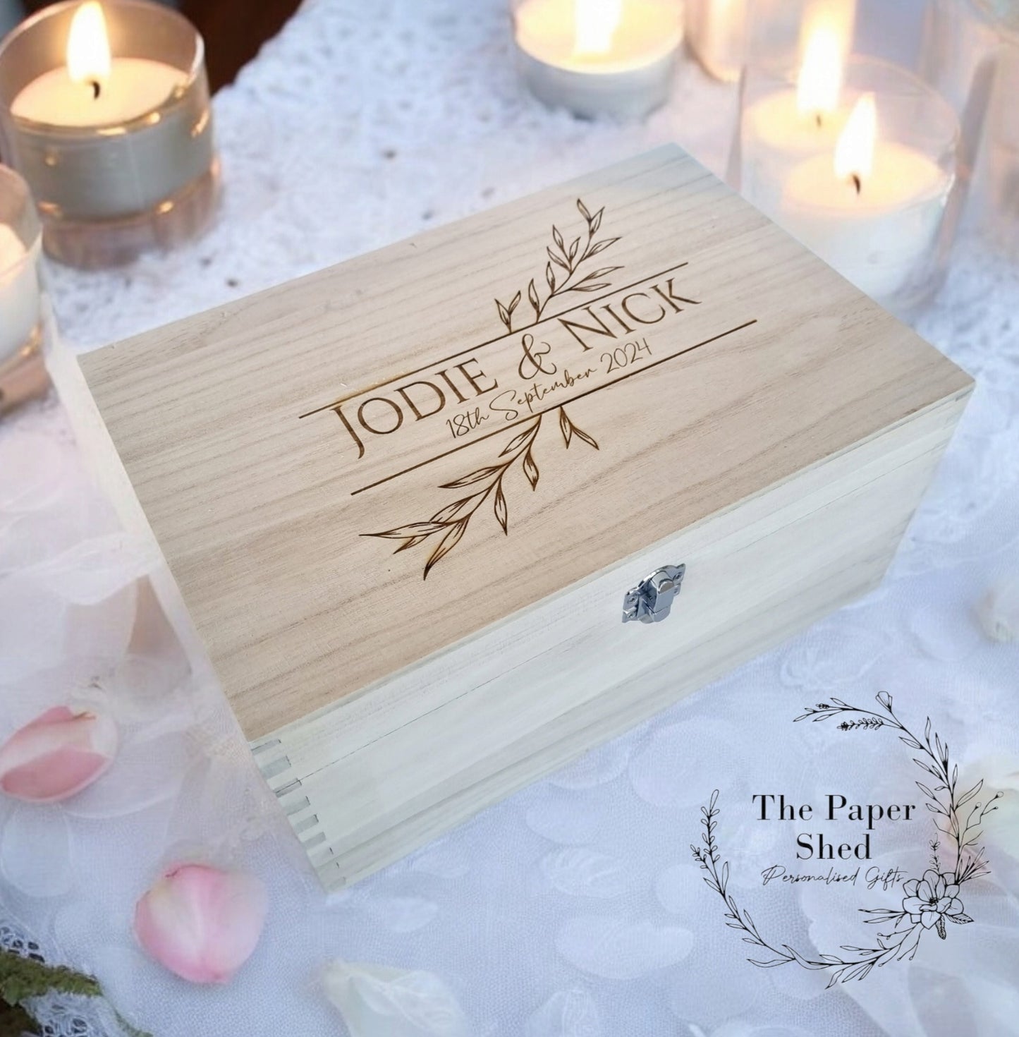 Couples Family Memory Box Wedding Engagement Keepsakes Leaves