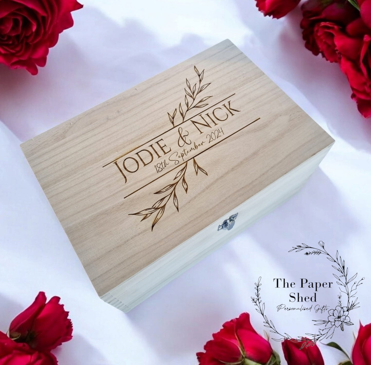 Couples Family Memory Box Wedding Engagement Keepsakes Leaves
