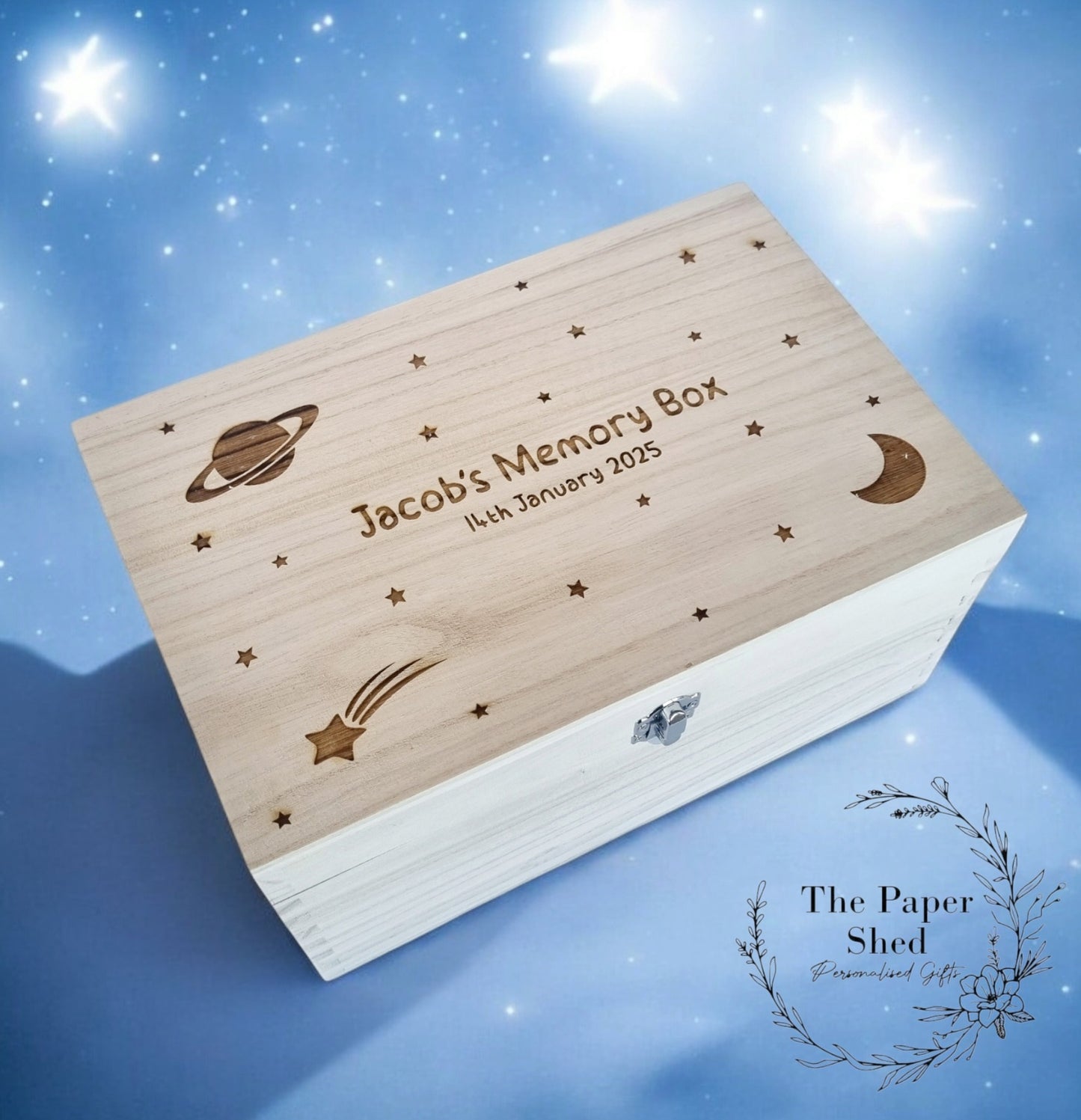 Space Baby Memory Box Planets Boy Stars Moon
