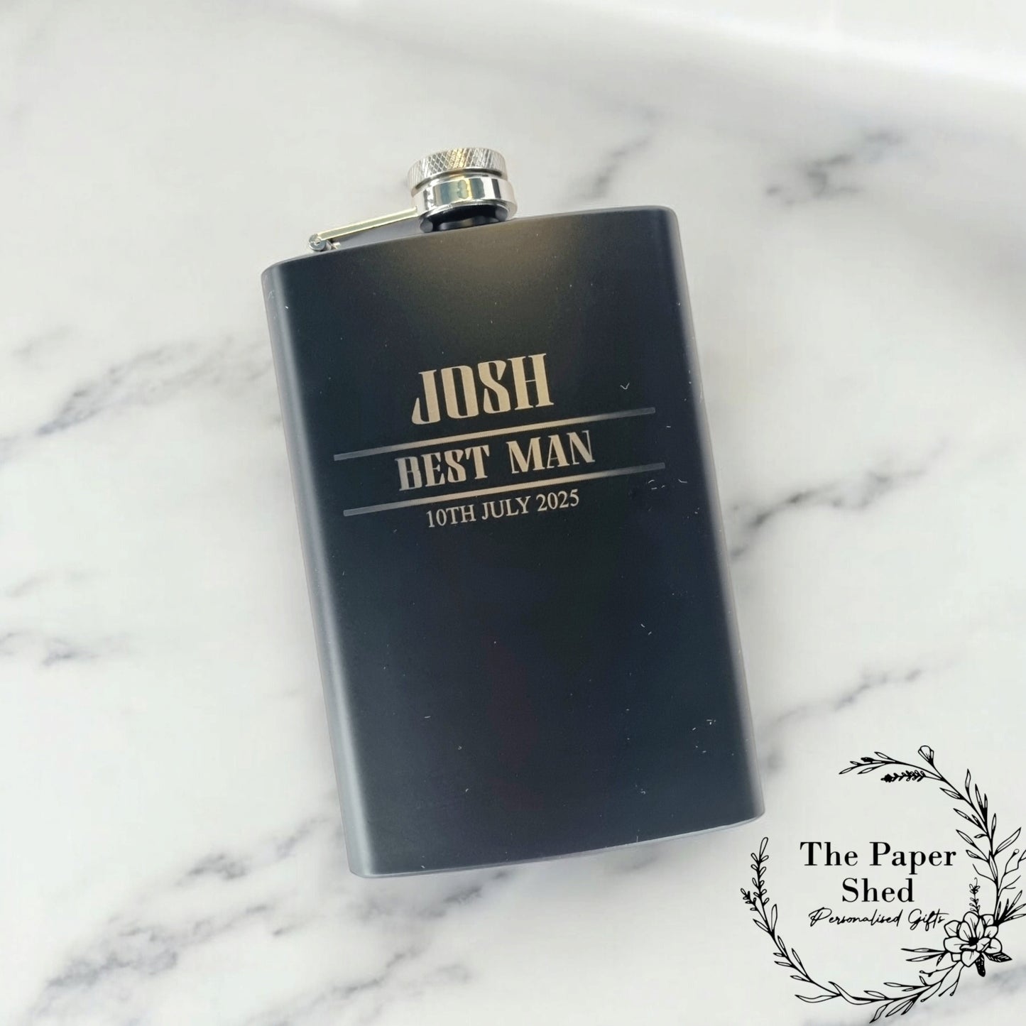 Best Man Wedding Usher Best Man Engraved Hip Flask, Choose Your Own Words Suit