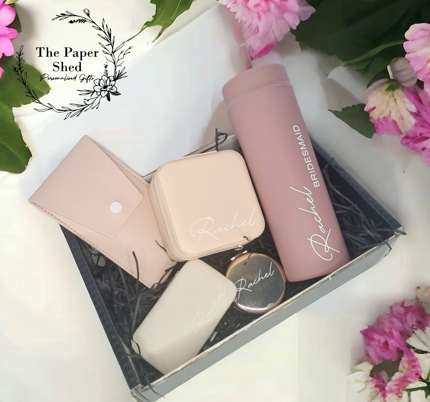 Personalised - Bridal Gift Set - Birthday Present -Bride-Bridesmaid- For Her- Hamper - - Green - Gold - Beige -Wedding-wedding gift favour