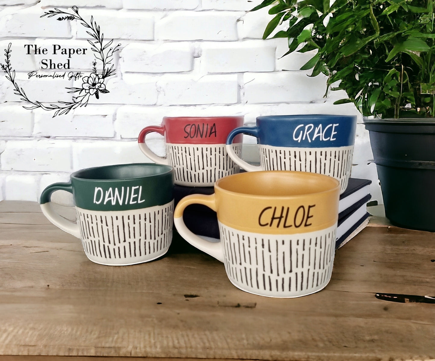 Dash Pattern Personalised Drink Mug with Name - Pastel Bright