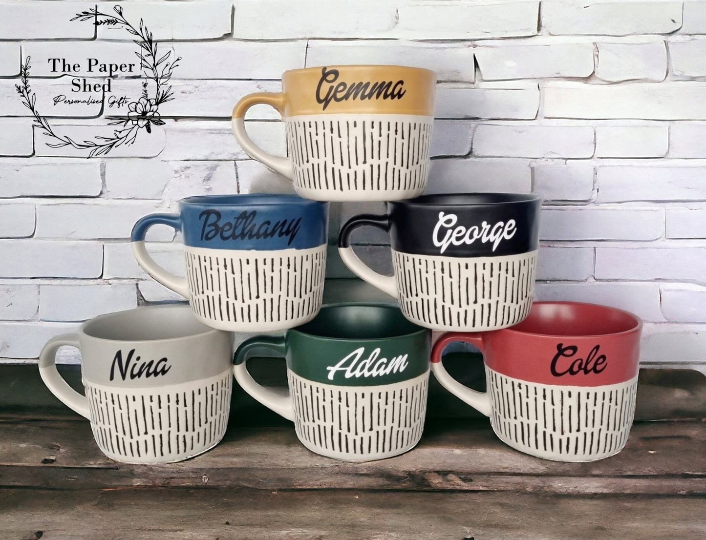 Script Dash Pattern Personalised Drink Mug with Name - Pastel Bright
