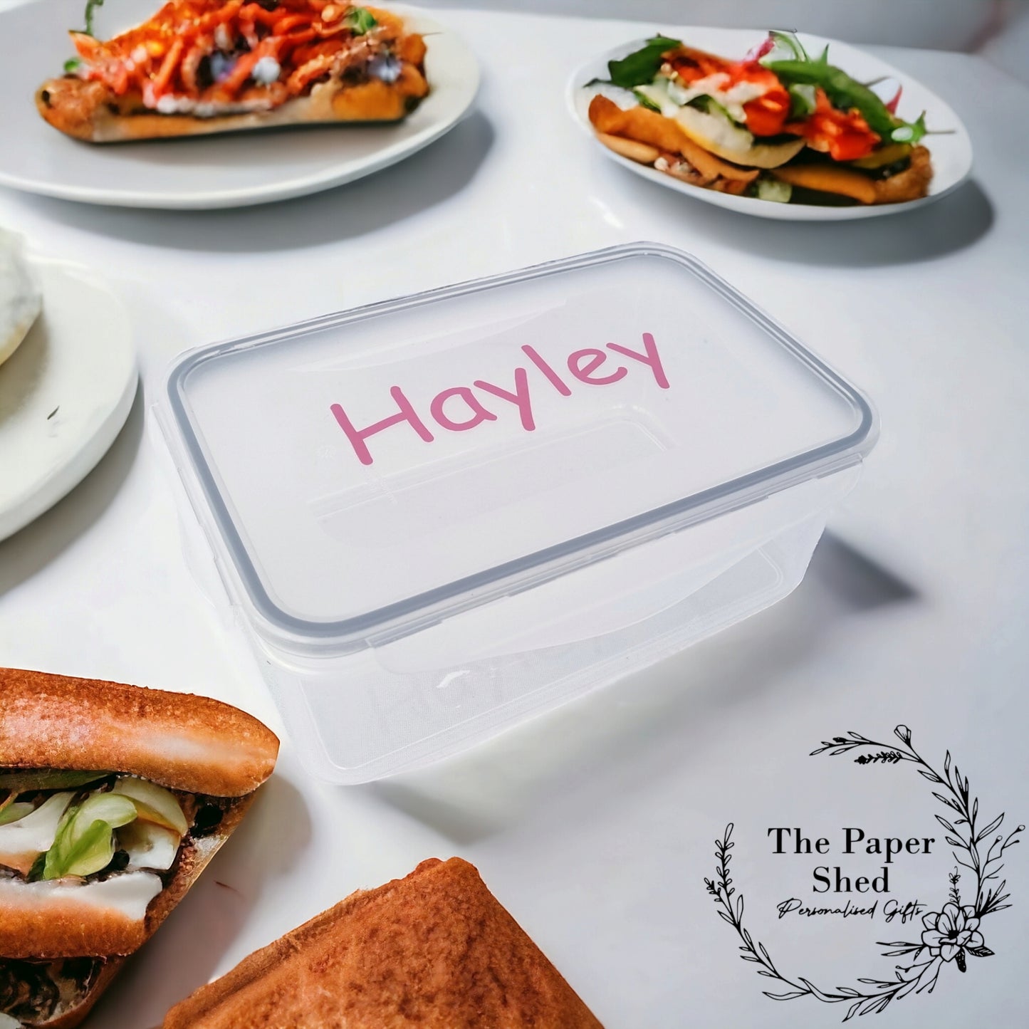 Plastic Clip Lid Lunchbox Personalised With Name