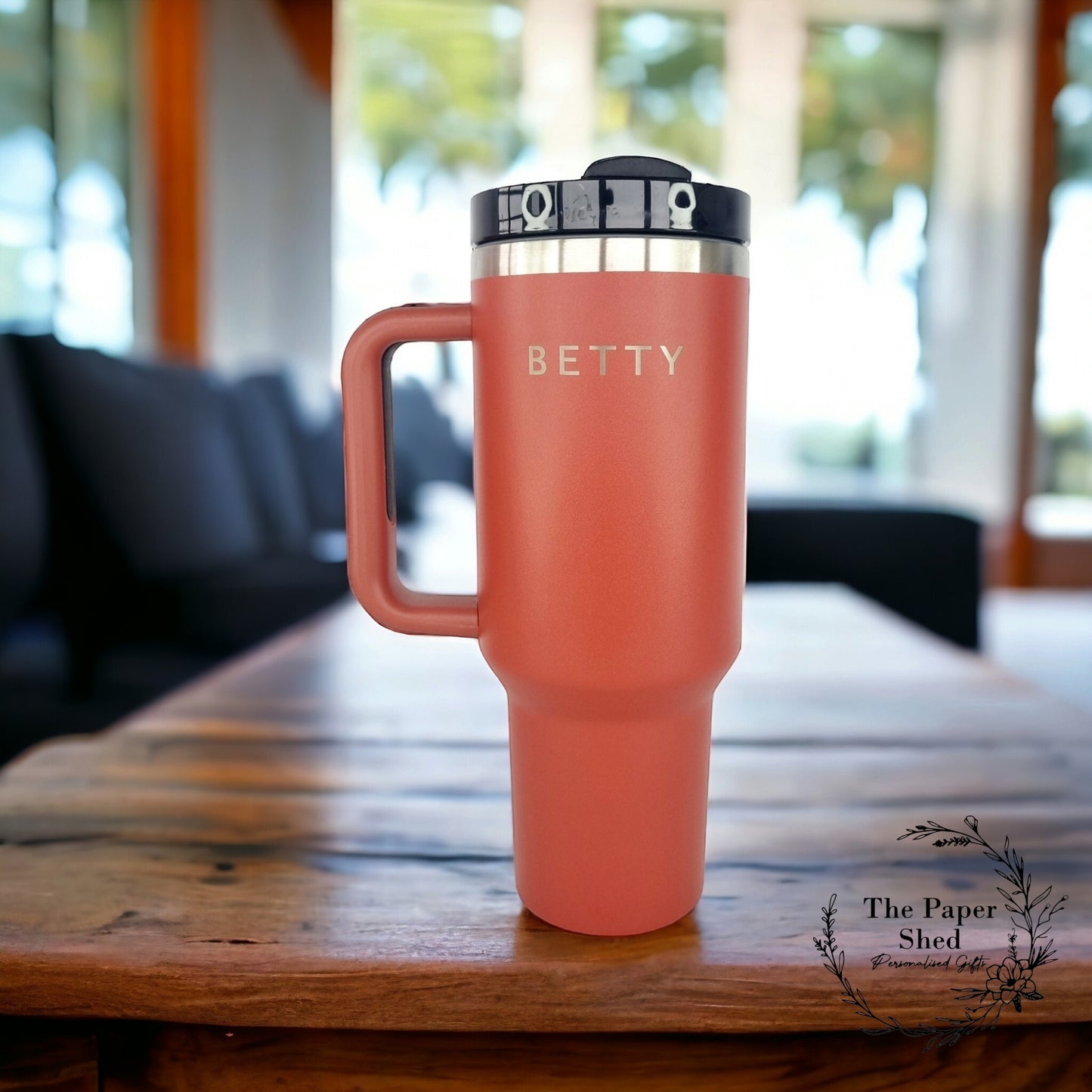 Travel Mugs Engraved Personalised Name Large Thermal 40oz Cups with Handle