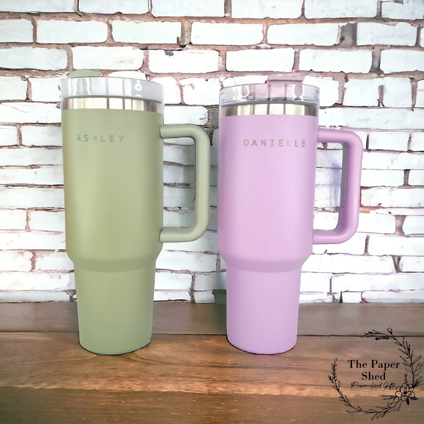 Travel Mugs Engraved Personalised Name Large Thermal 40oz Cups with Handle