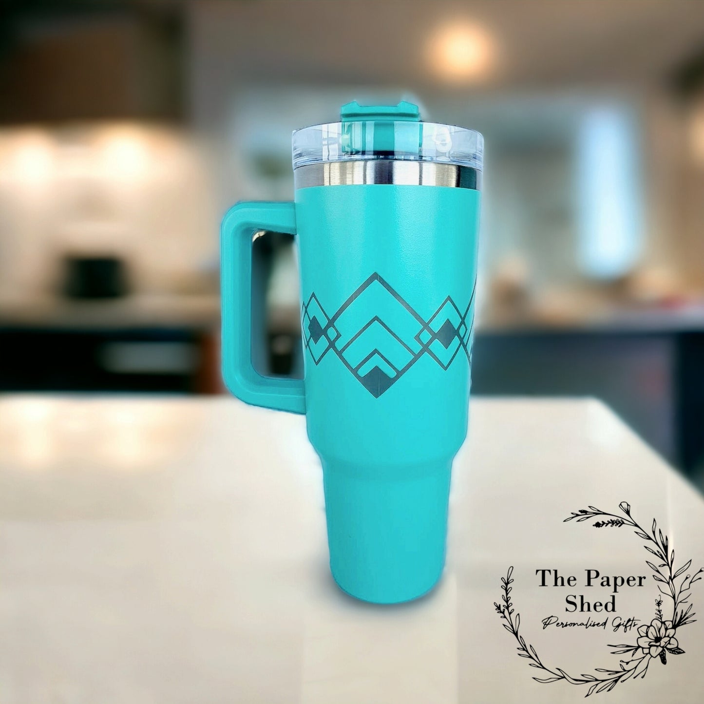 Engraved Pattern Art Deco Thermal Quench Travel Mugs Personalised 40oz Cups