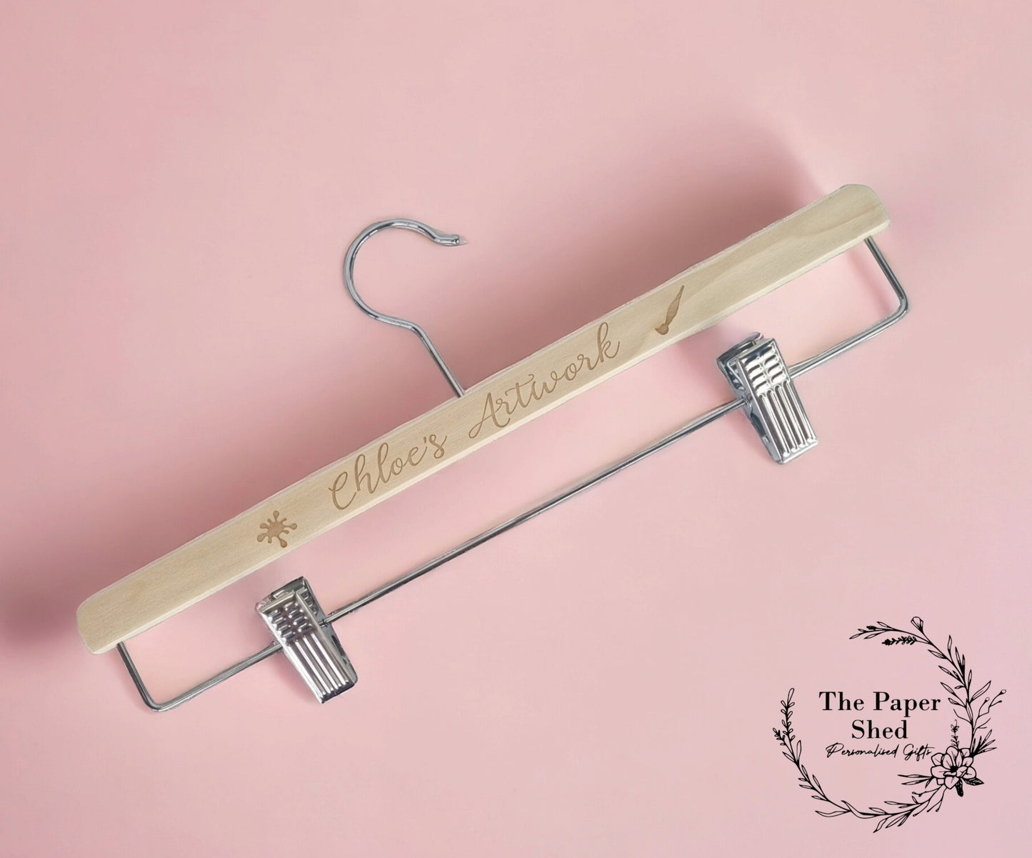 Personalised Art Work Art Gallery Engraved Hanger Wooden Painting Art display hanger, Children's Art