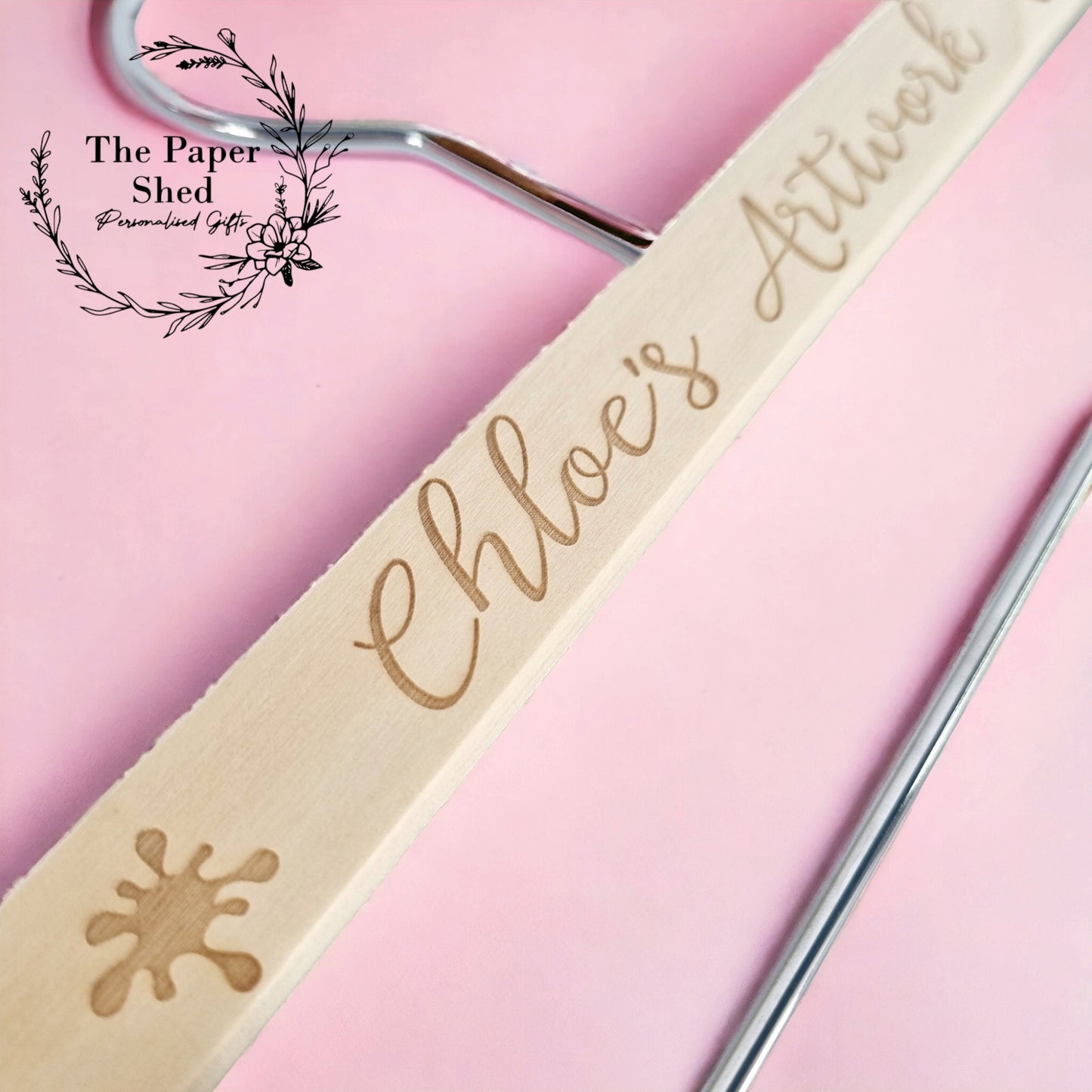 Personalised Art Work Art Gallery Engraved Hanger Wooden Painting Art display hanger, Children's Art