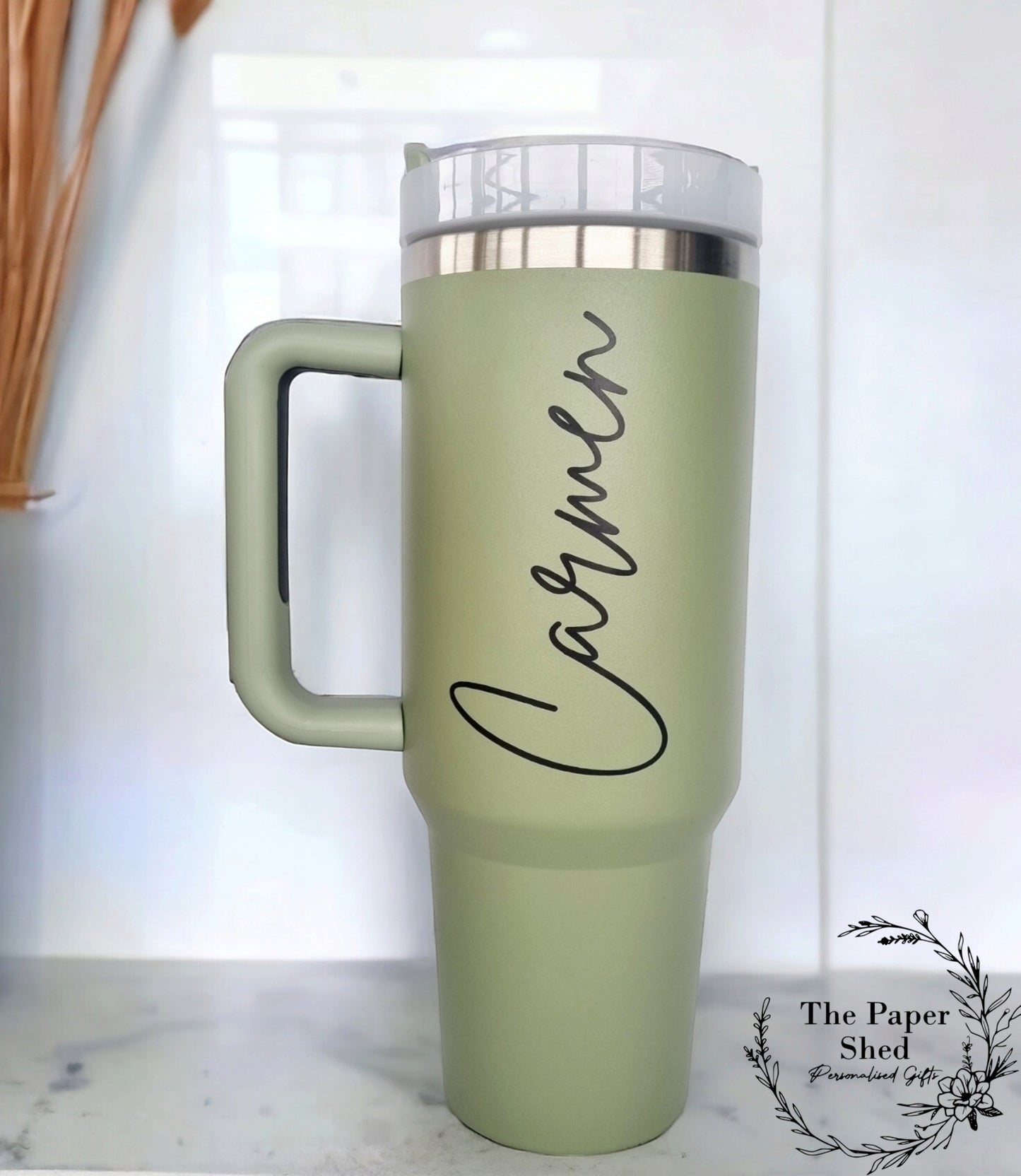 Personalised or blank Large 40oz Travel Mugs Pastel Colours Thermal Cup with Handle Birthday Gift Wedding