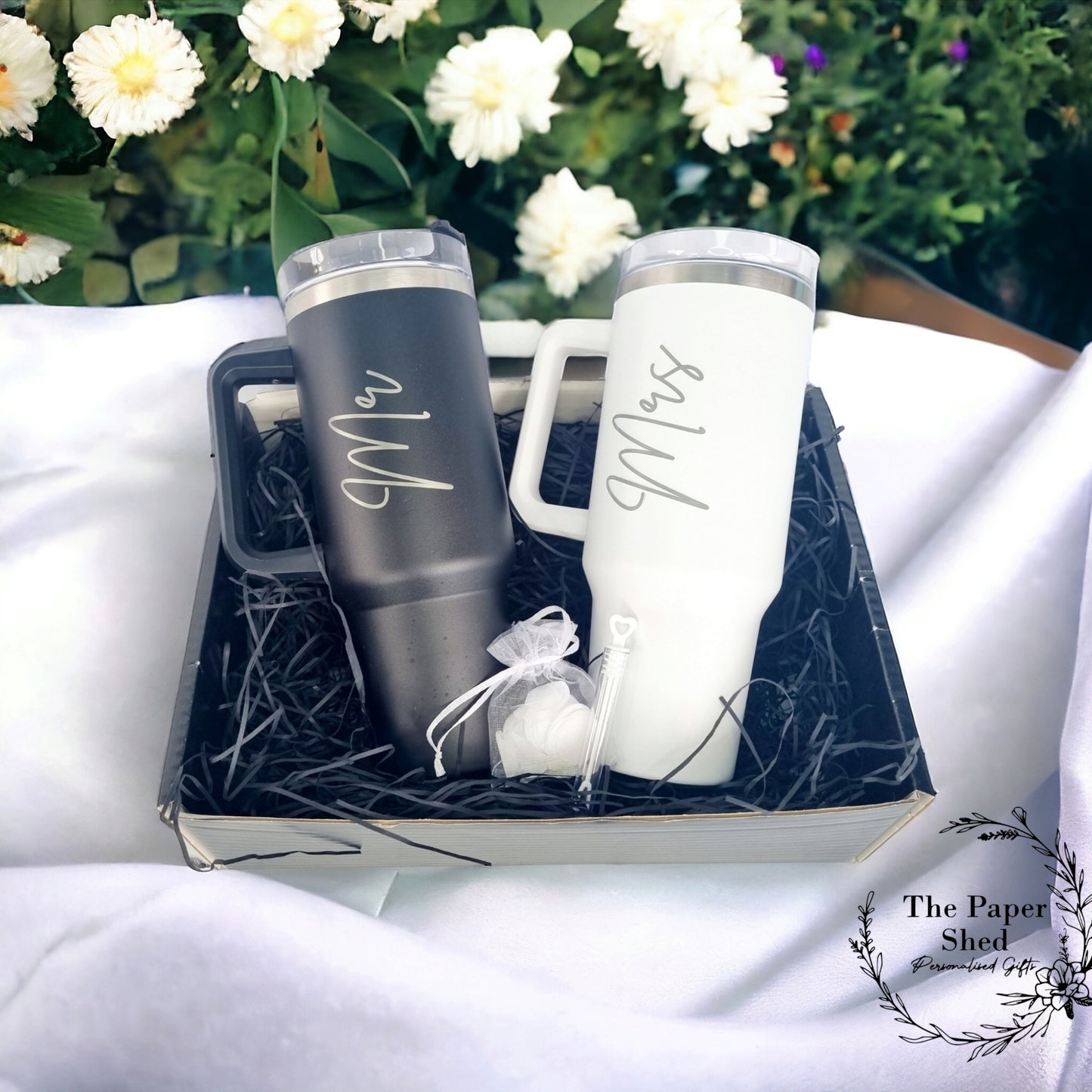 Wedding Mr & Mrs Thermal Cup Travel Mugs Mr + Mr, Mrs + Mrs Special Couple Gift, Bridal Party, Confetti, Bubbles, Gift Set, Engagement