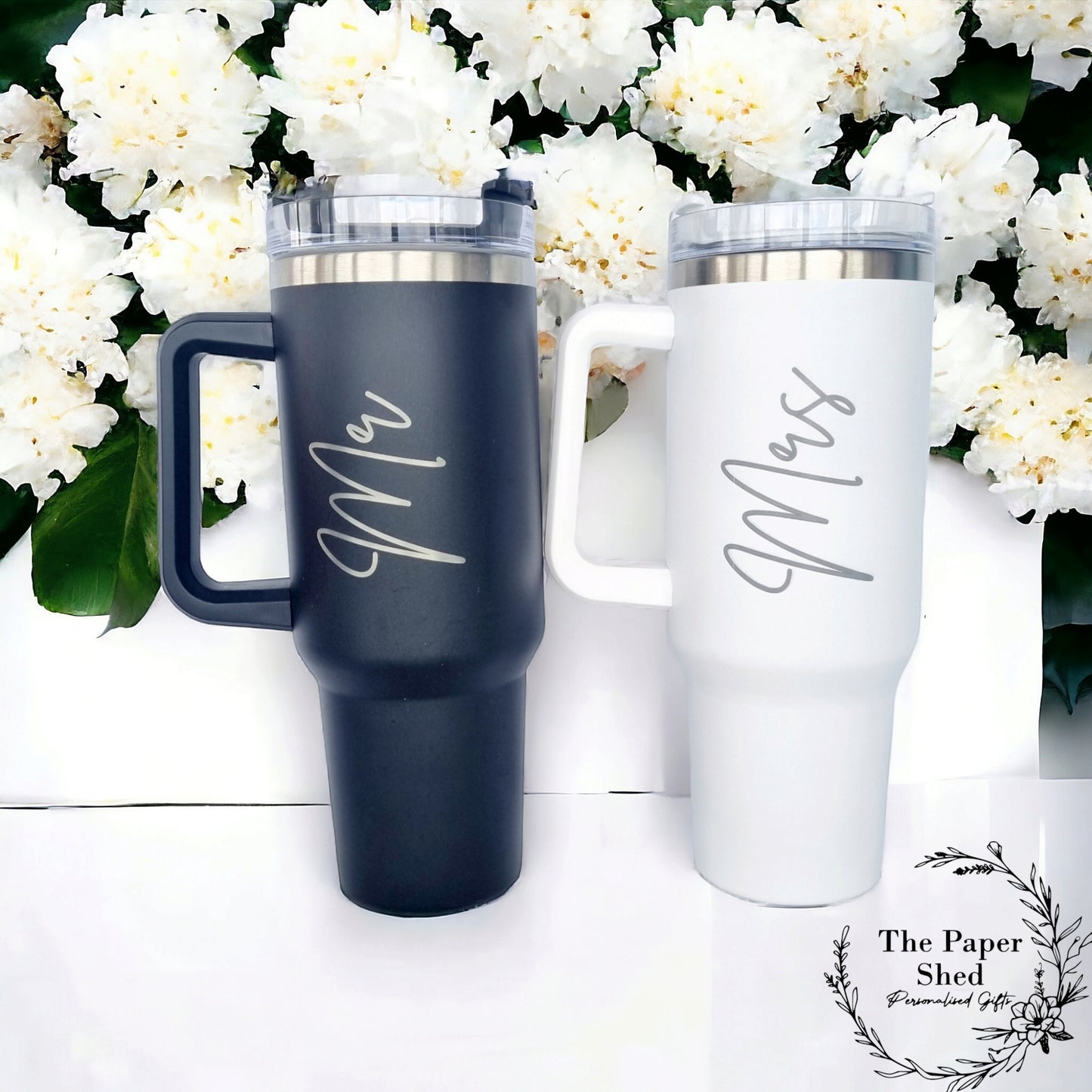 Wedding Mr & Mrs Thermal Cup Travel Mugs Mr + Mr, Mrs + Mrs Special Couple Gift, Bridal Party, Confetti, Bubbles, Gift Set, Engagement