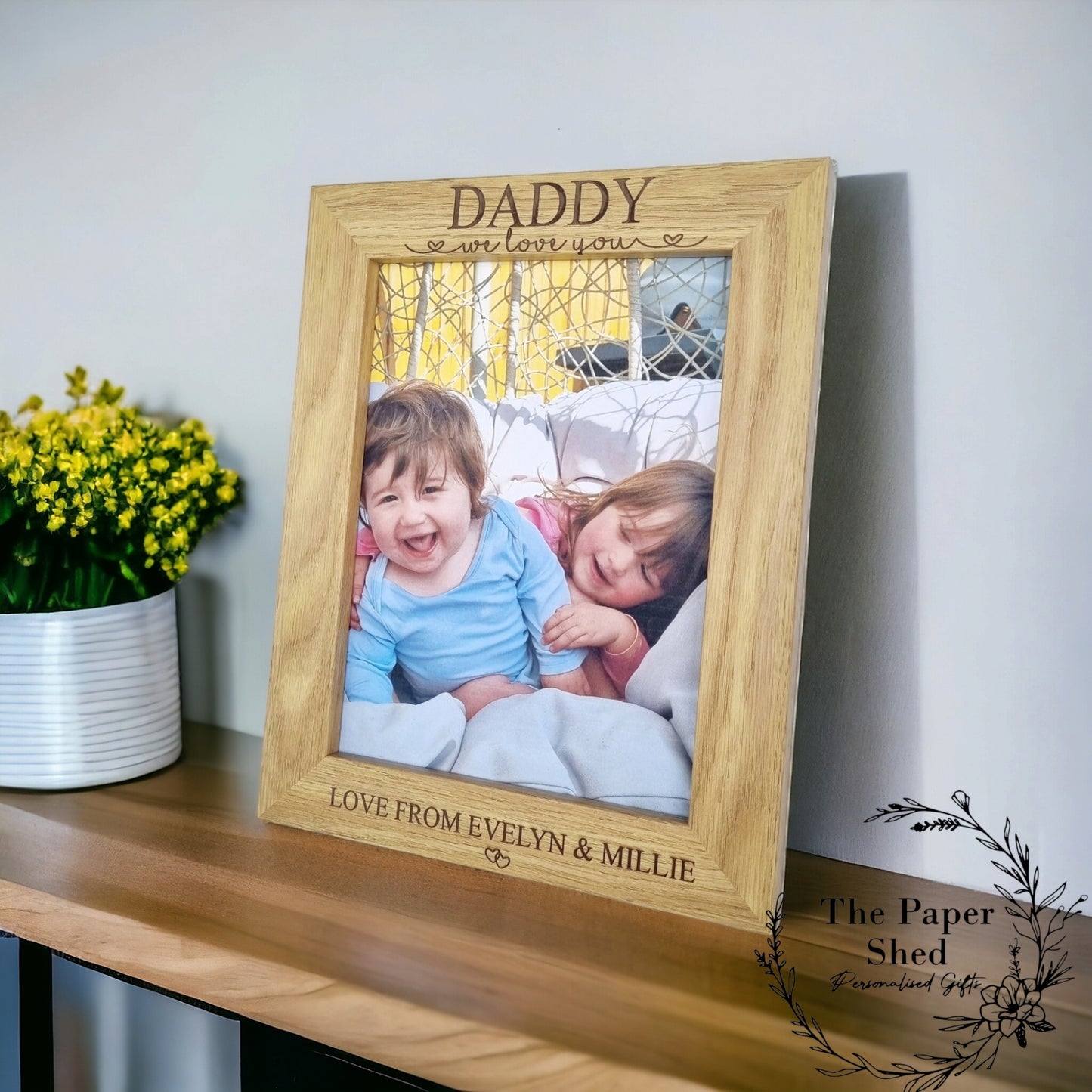 Personalised Father's Day, New Dad Gift, Wooden Photo Picture Frame Daddy, Dad, Grandad, Children. Grandchildren, Fathers. Birthday