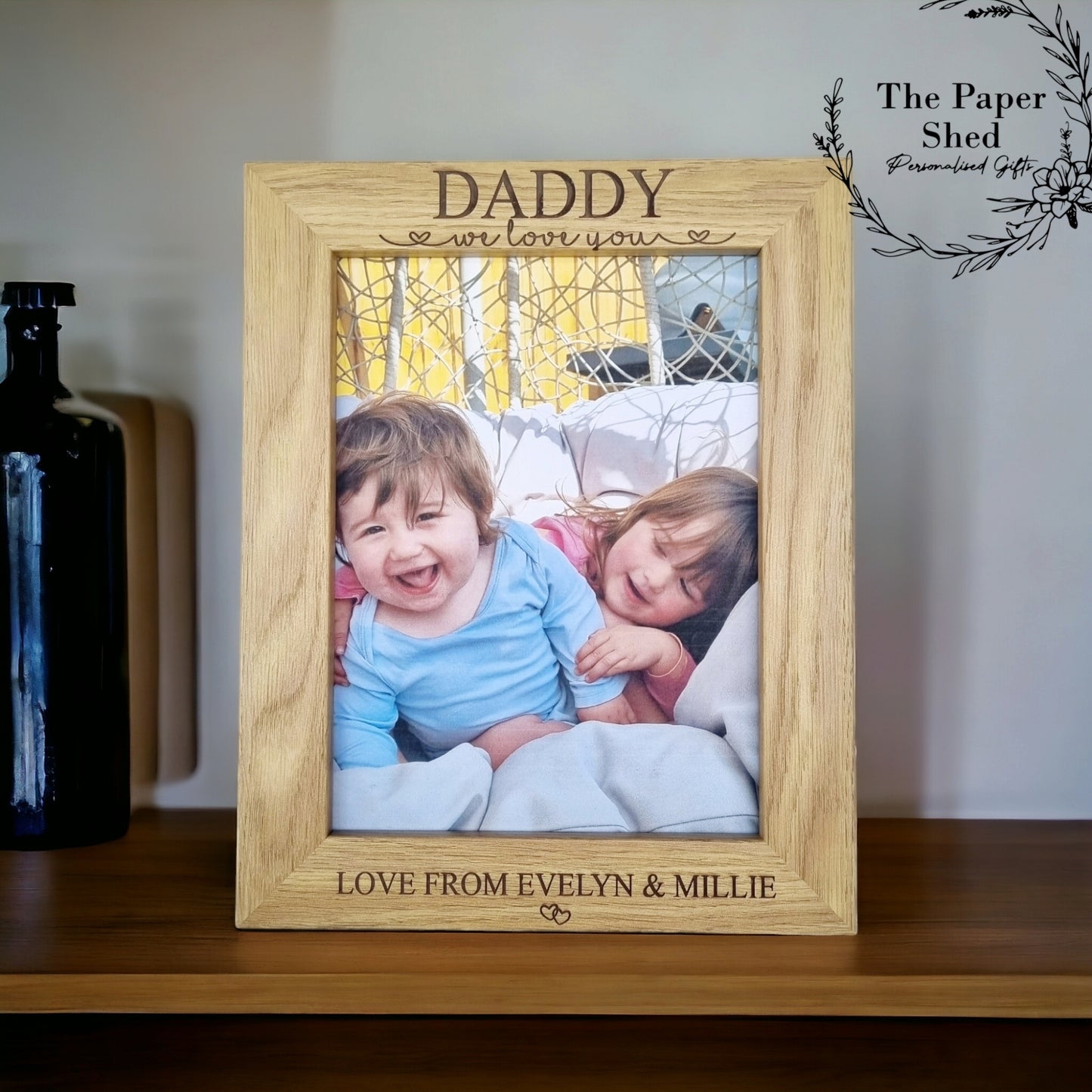 Personalised Father's Day, New Dad Gift, Wooden Photo Picture Frame Daddy, Dad, Grandad, Children. Grandchildren, Fathers. Birthday