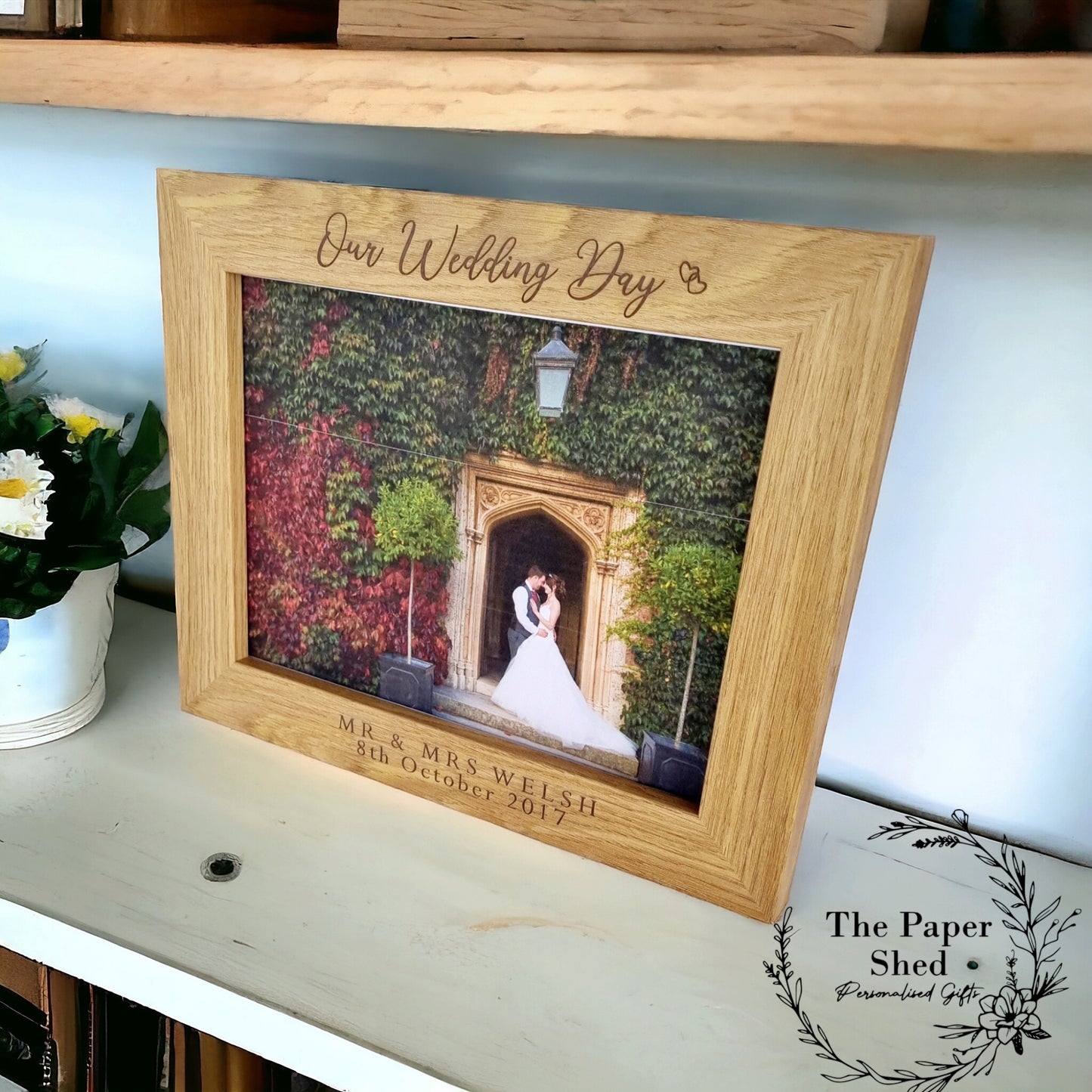 Personalised Wooden Photo Frame Wedding Our Wedding Day Couple Name Mr & Mrs Mr + Mr Mrs + Mrs Date Gift