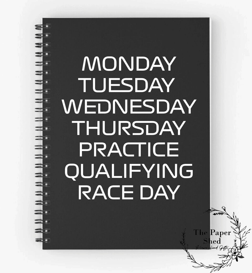 Formula 1 inspired Notebook A5 Designs