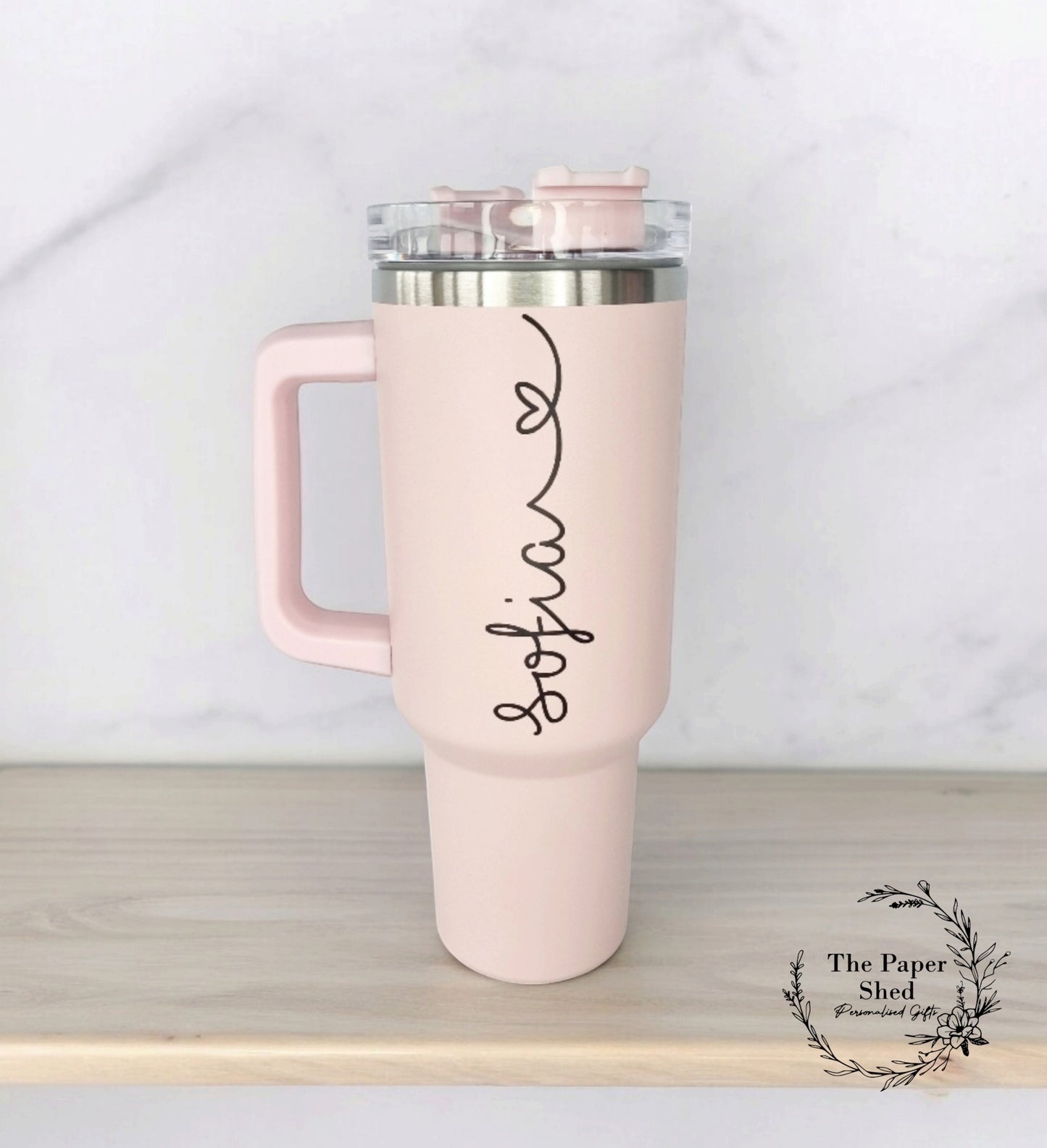 Travel Mugs Personalised Large 40oz Cups Thermal Quench With Handle Heart
