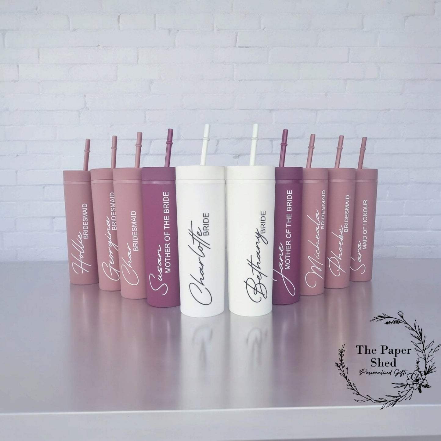 Skinny Tumbler Personalised Name Bridesmaid Bridal Wedding